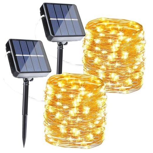 Solar Fairy Lights, 2-Pack Total 80FT 240LED Solar String 2*120LED Warm White