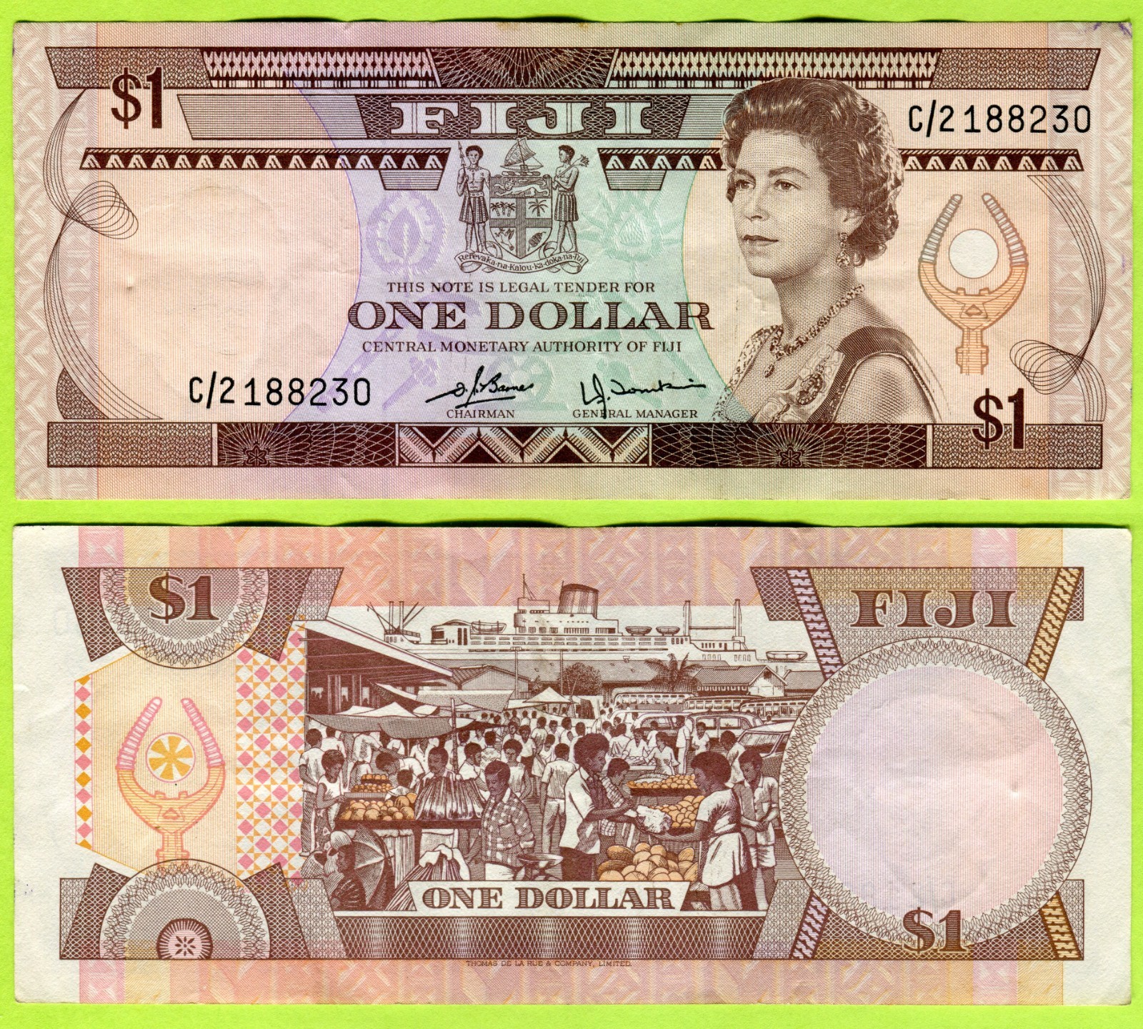 Fiji 1 Dollar ND(1980) P76 Used/VF++ #188230