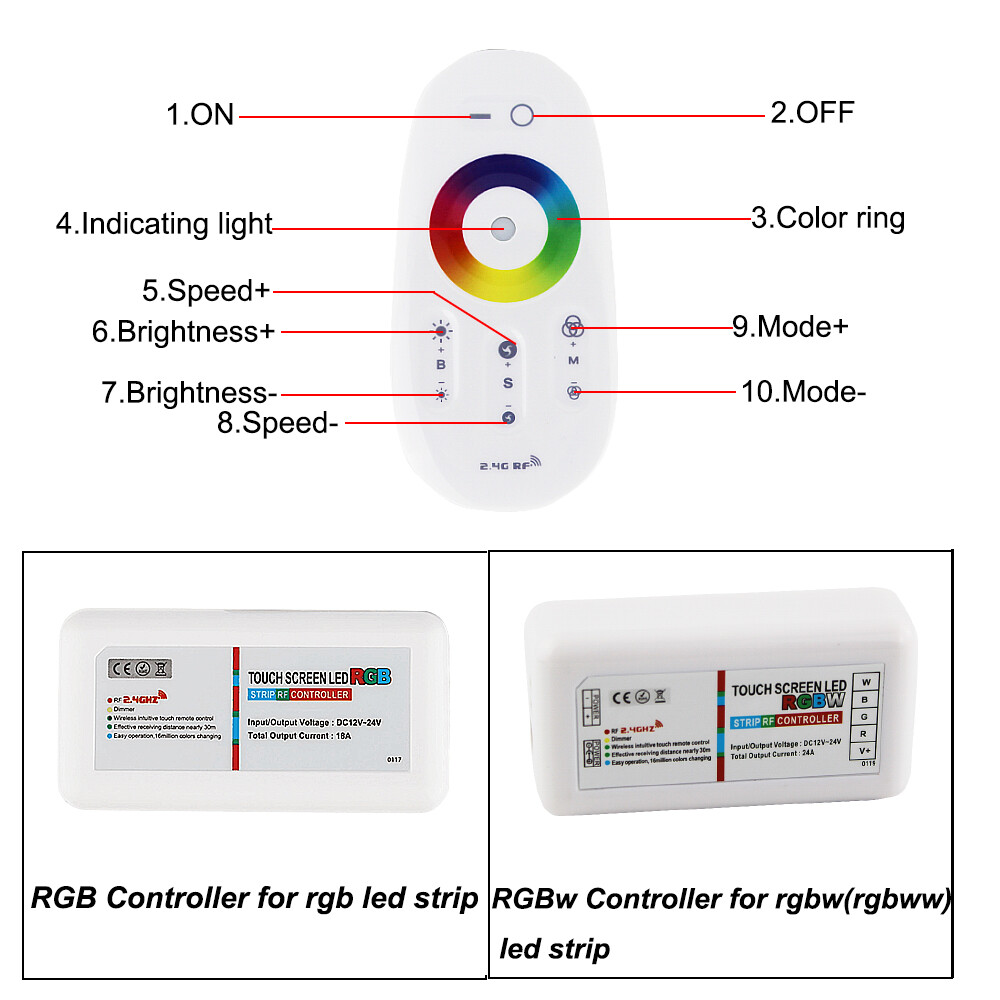 5-20M 5050 RGB RGBW RGBWW LED Strip Light Flexible Tape Controller Power Adapter