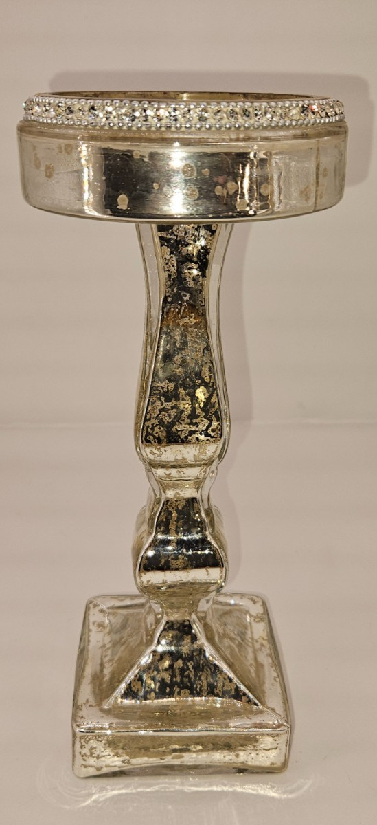 Candle Holder Pillar, 10" (Mercury Silver)