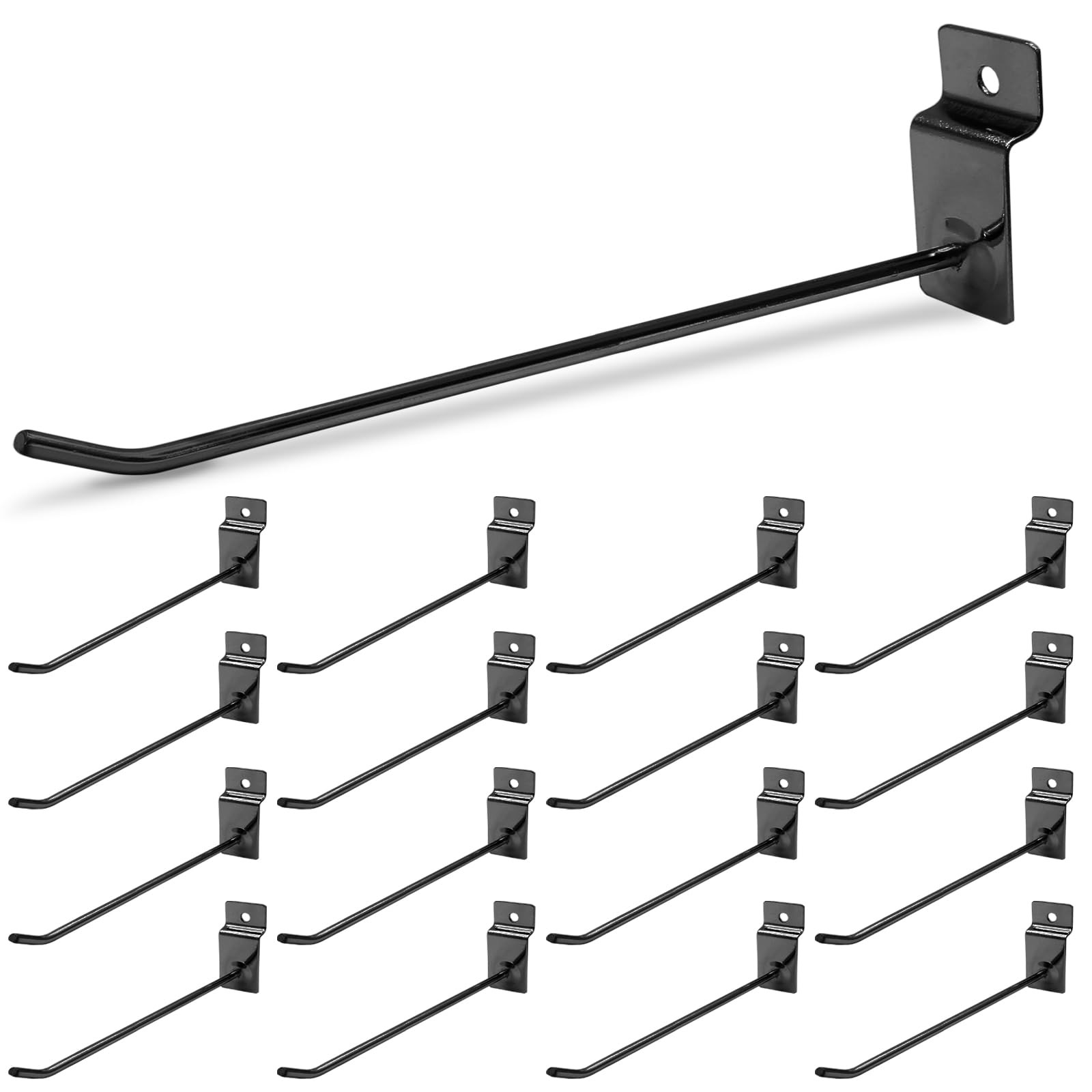 30Pcs 10 Inch Slatwall Hooks, Black