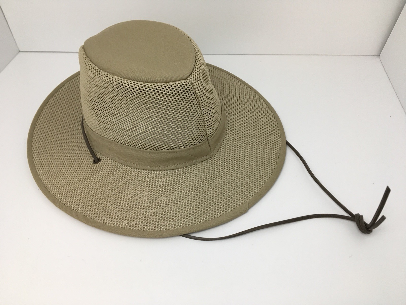 Sun Hat Henschel Packable Mesh Hike Paddle Leather Strap USA Medium Excellent