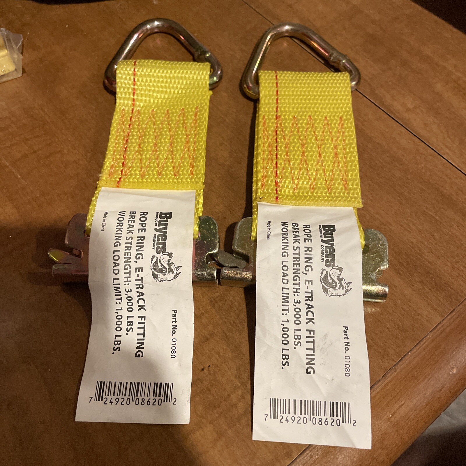 2 Buyers® 01080 - 2" x 6" Rope Ring Tie-Down Strap with E-Track Fitting 3000 lb