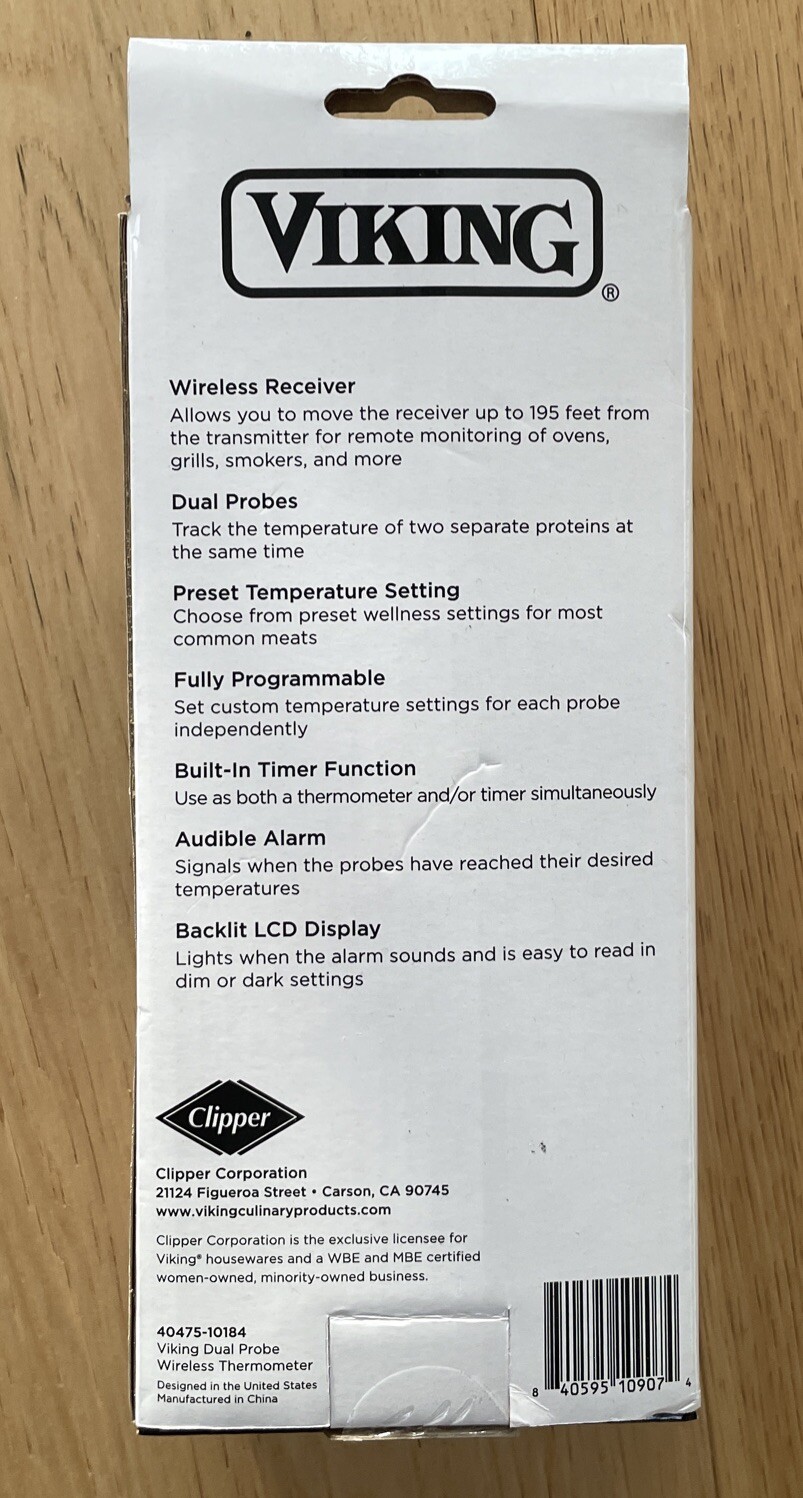 Sealed In Box New Viking Dual Probe Wireless Remote Thermometer