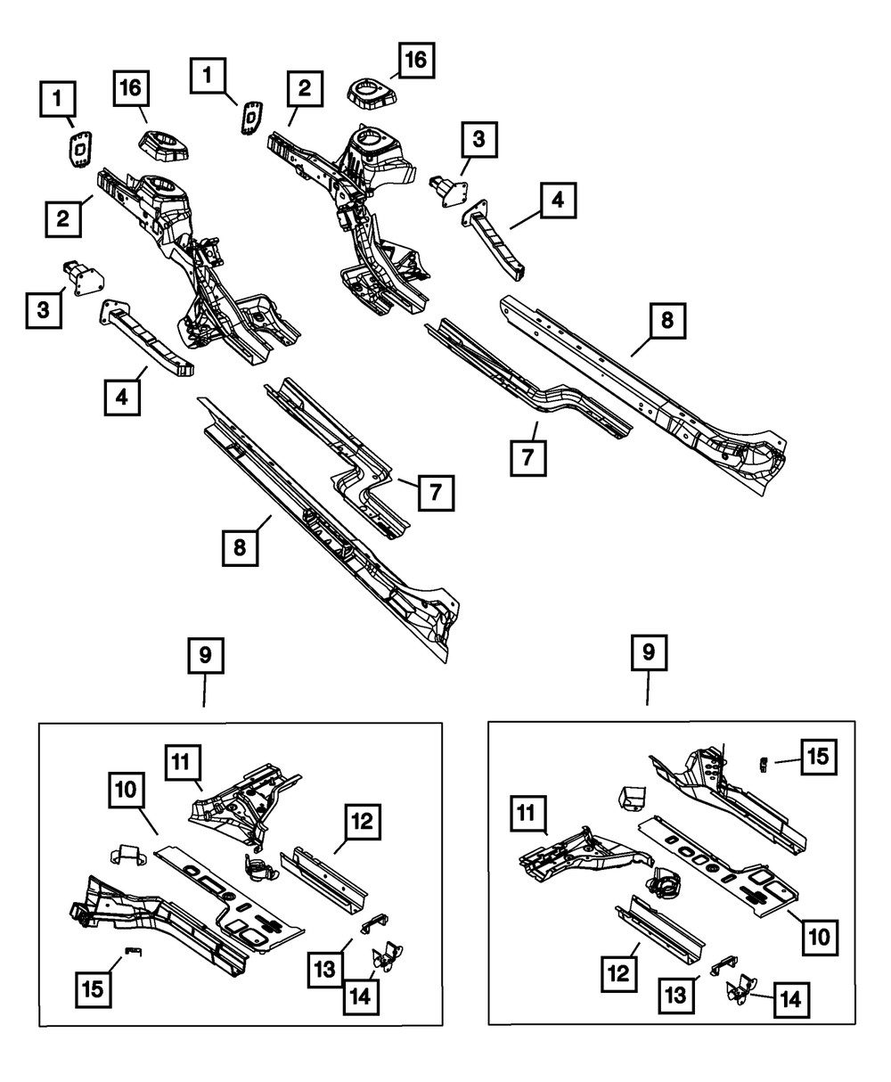 Genuine Mopar Cross-Member Extension Right 68184128AA