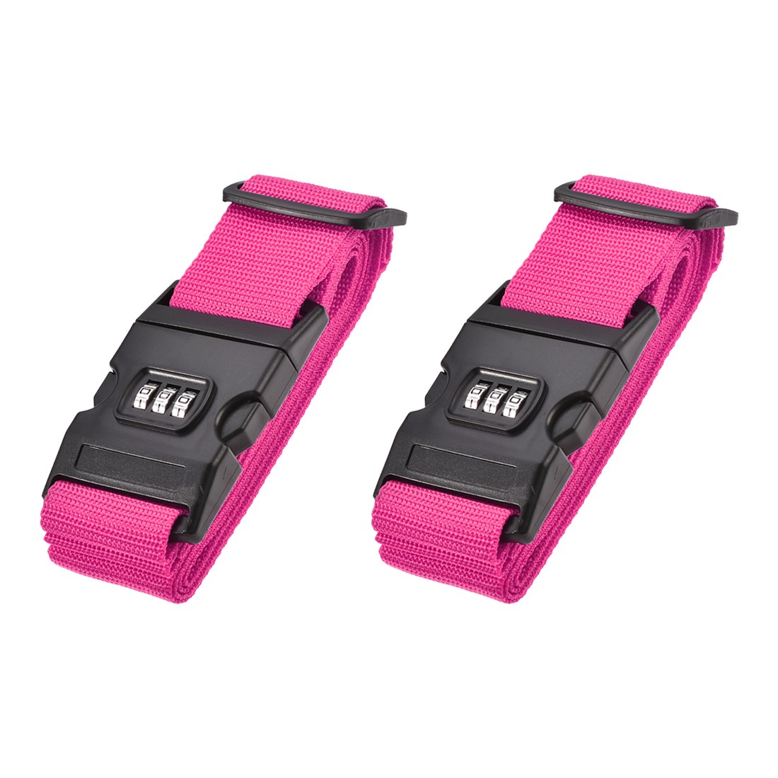 2Pcs Luggage Straps Suitcase Belts with Lock Buckle 2Mx5cm Rose Red