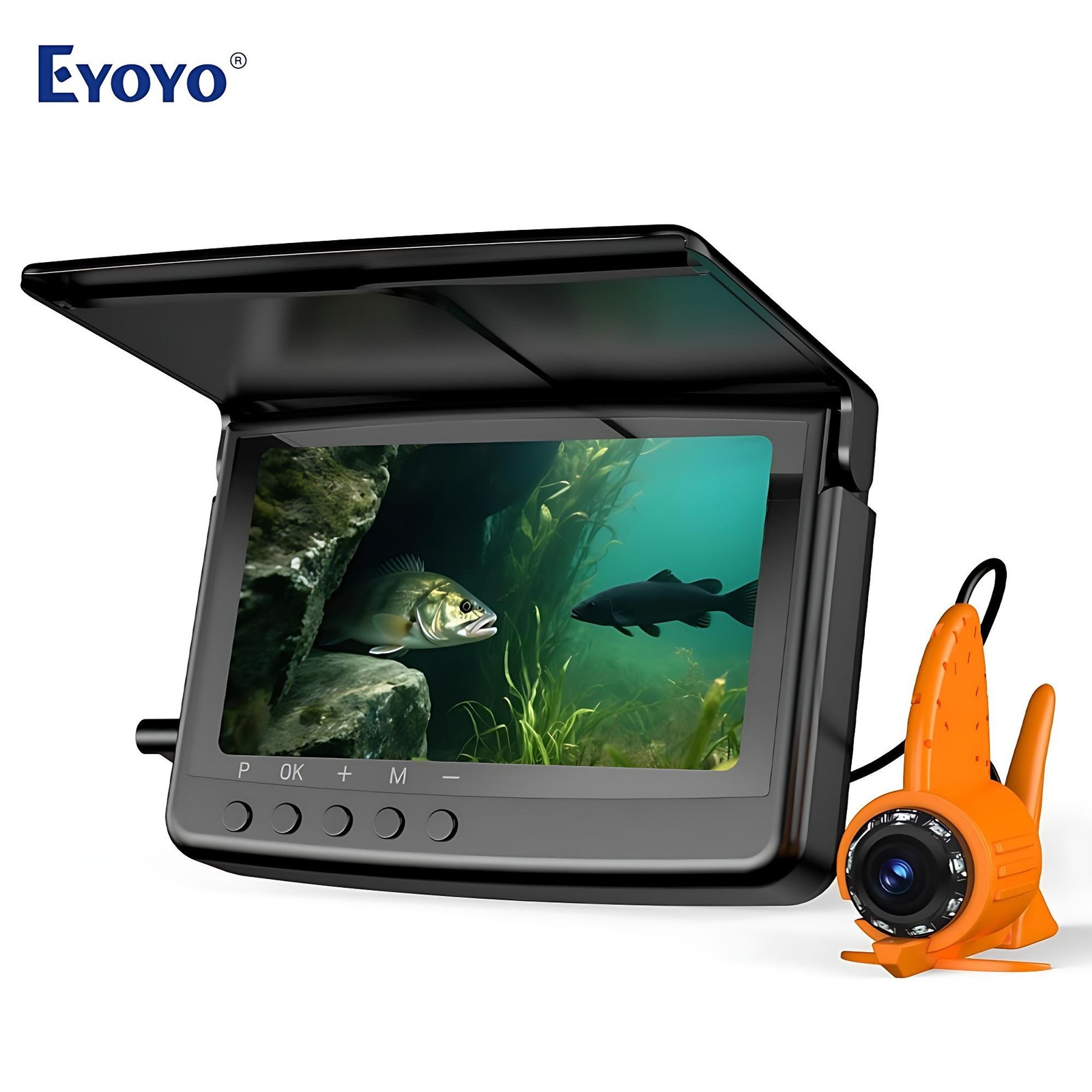 Eyoyo 5'' Underwater Fishing Camera,720P Fish Finder, 32G DVR Recording,8 IR LED