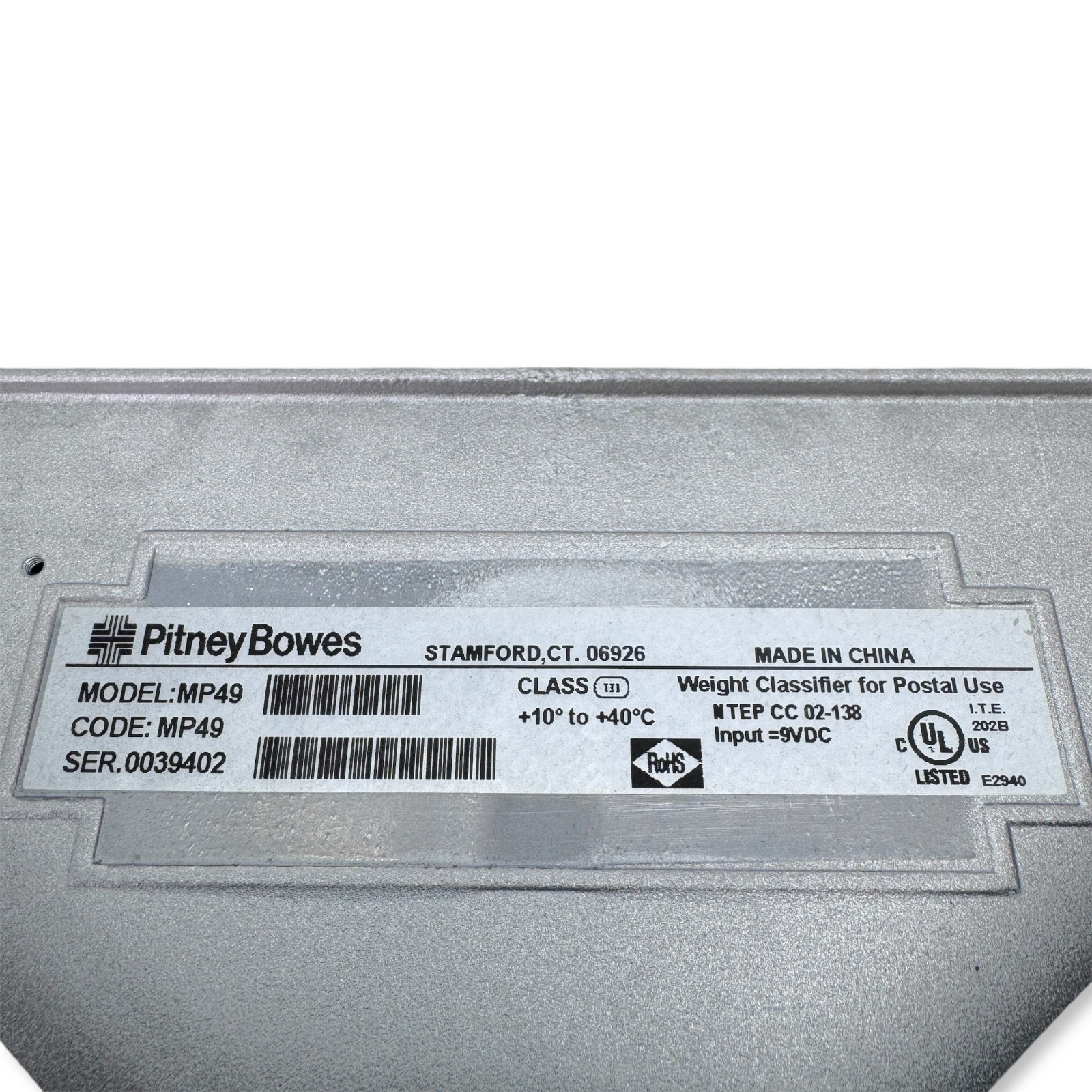 Pitney Bowes MP49 Postal Scale Base 70lb Capacity Weight Classifier 9VDC Tested