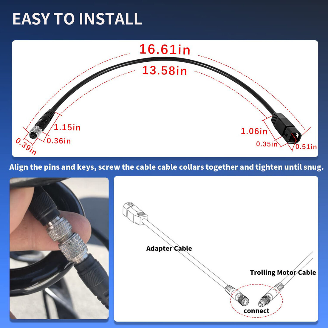 For Minn Kota MKR-US2-8 Humminbird 7-Pin US2 Transducer Adapter Cable 1852068