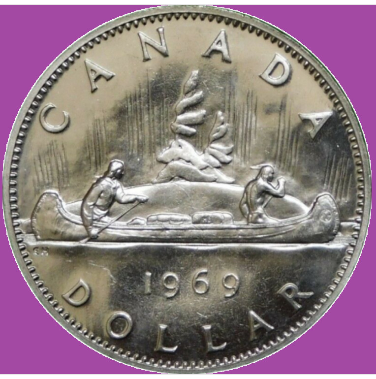 1969 Canada Voyageur PROOF-LIKE Nickel Dollar Coin. UNC $1