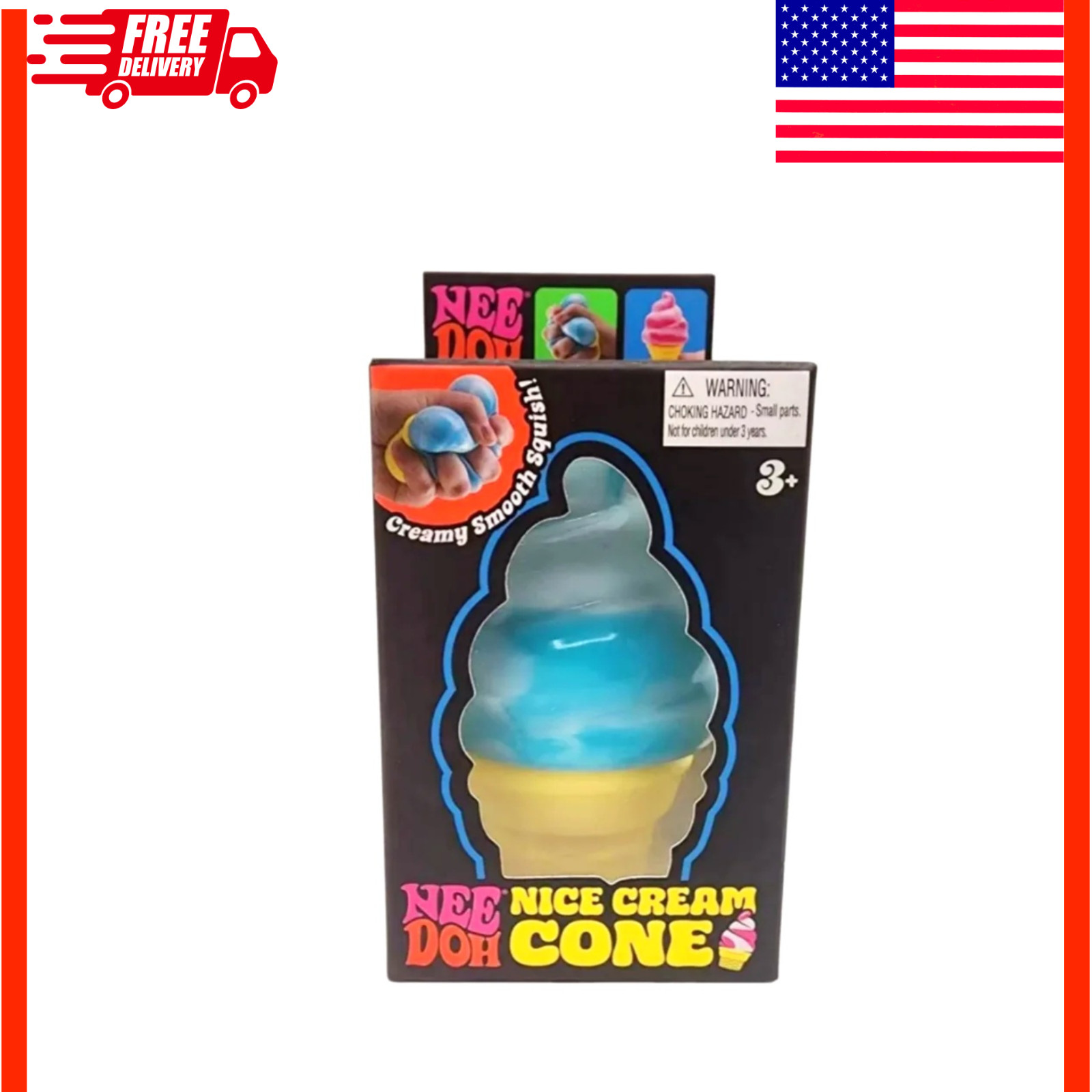 NeeDoh Nice Cream Cone Squishy Stress Ball Sensory Fidget Toy Soft Squeeze Gift