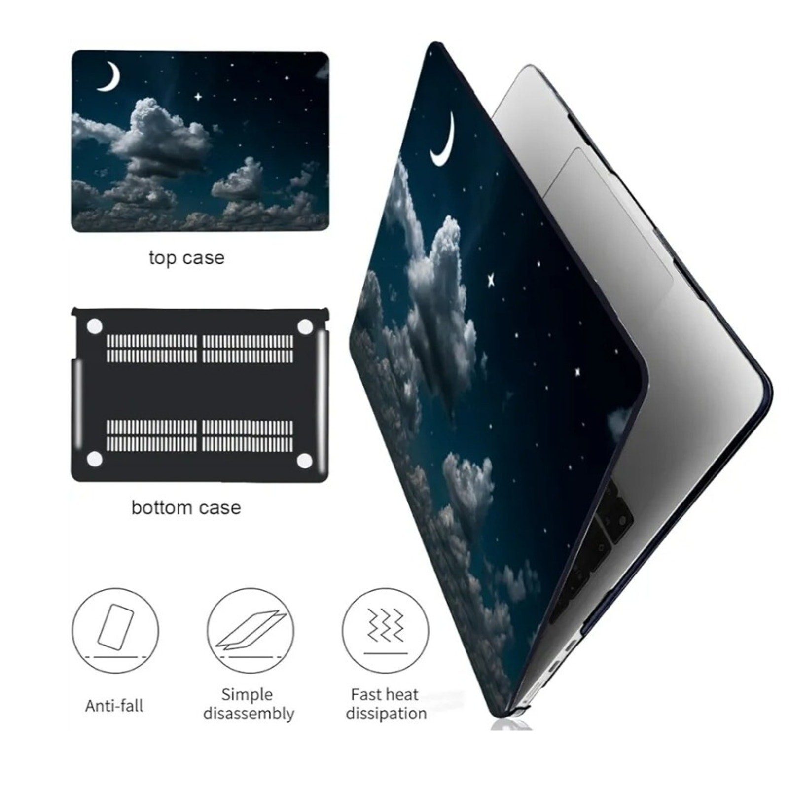 MacBook Air 13.6" Shell Case w/ Keyboard Cover & Screen Protector, Cloudy Sky