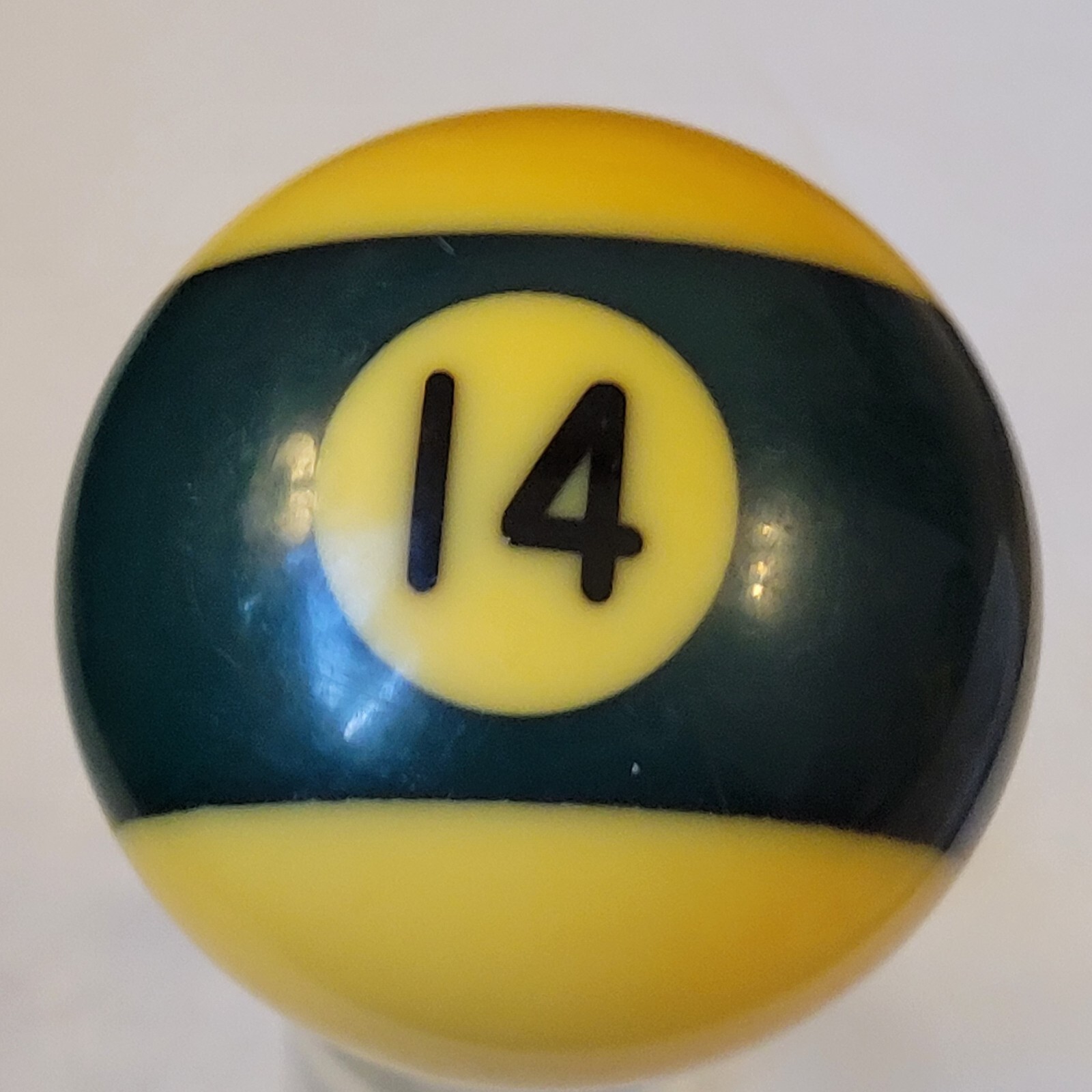 Vintage Number 14 Green Striped Replacement Pool Ball Yellowed