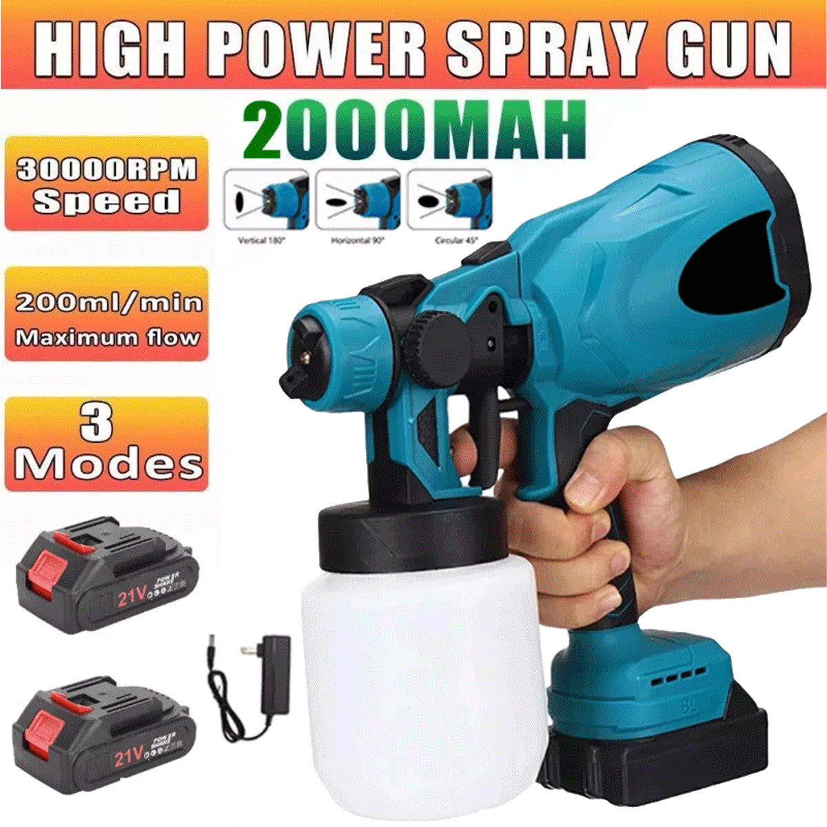 Cordless Electric Spray Gun Portable Paint Sprayer House Painter for Makita 18V