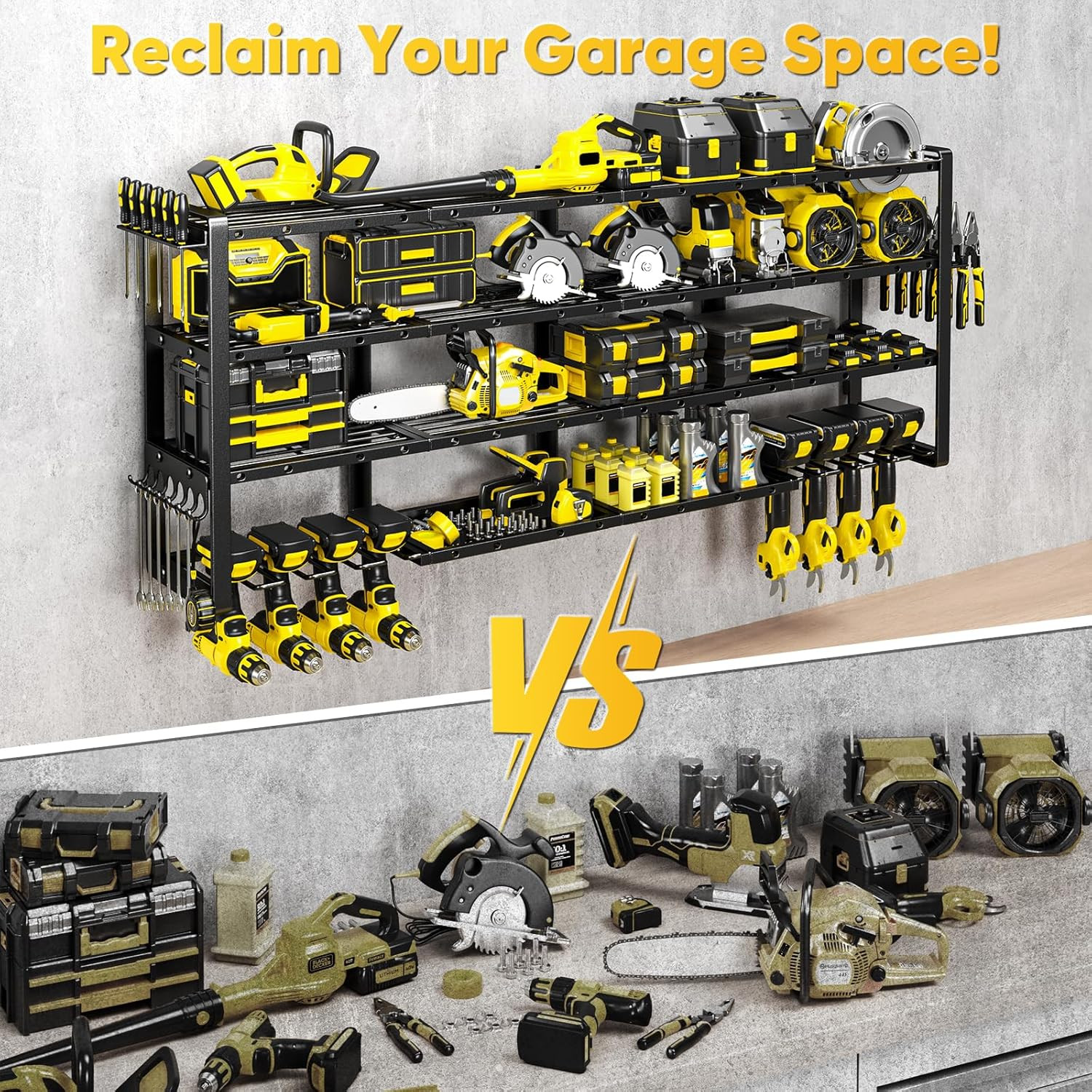 Extra Large 64" W Power Tool Organizer Wall Mount, 1000 Lbs Load Capacity, Heavy