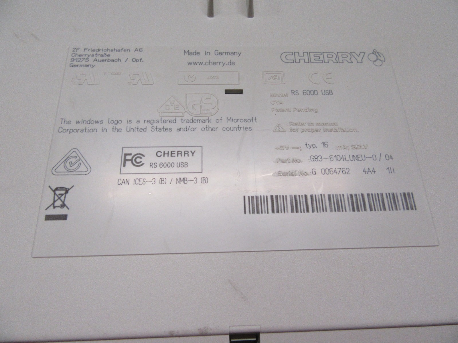 Vintage Cherry RS 6000 USB Mechanical Computer Keyboard Beige
