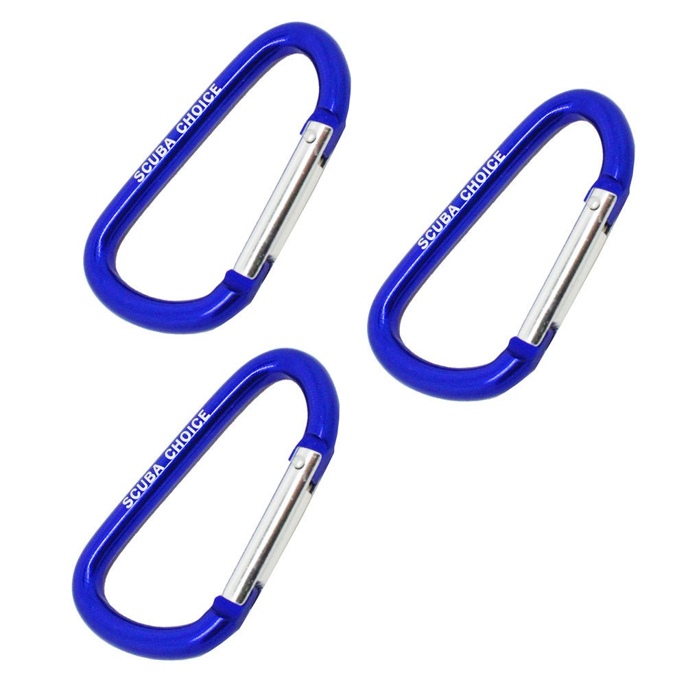 Boat Marine Clip Blue Aluminum Safety Spring Hook Carabiner 8cm, 3pc pack