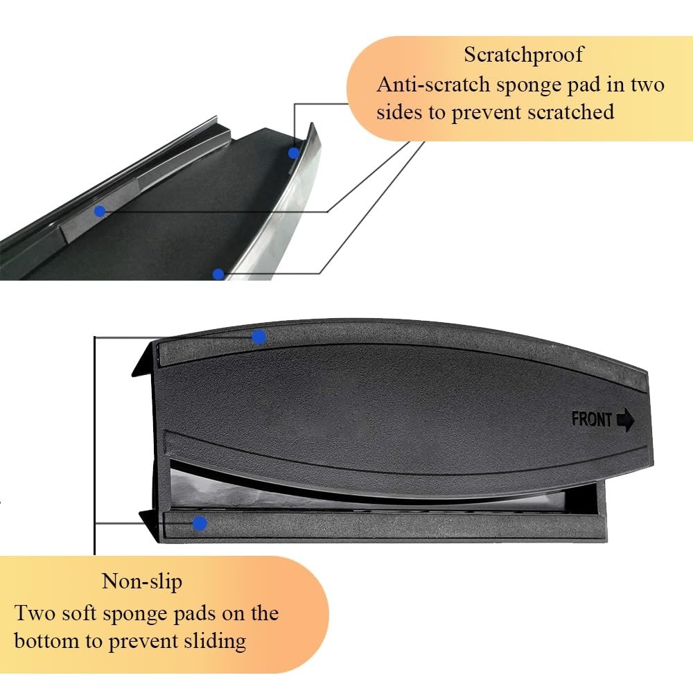 Skid-Proof Vertical Stand for PS3 Slim Console - Black, Secure & Space-Saving De