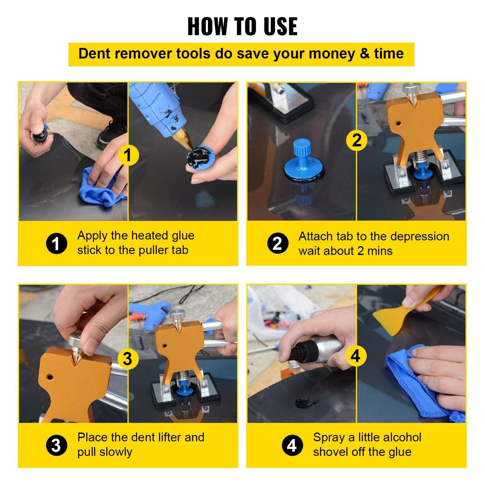 Complete 89PC Auto Dent Puller Kit with Comfort Grip Pliers