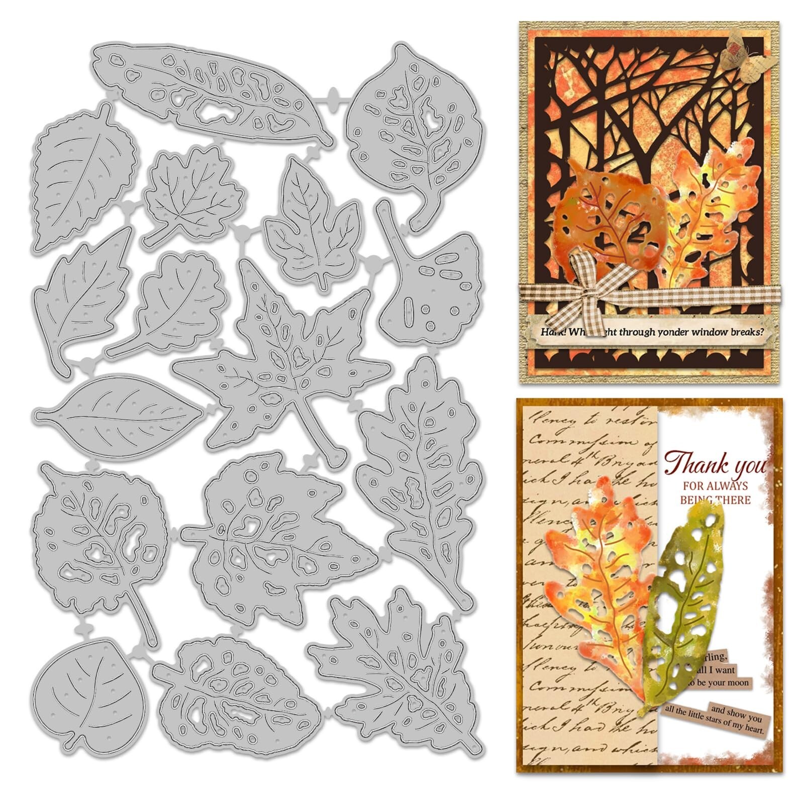 INFUNLY 16PCS Leaf Fragment Die Cuts for Card Making Broken Leaves Cutting Di...