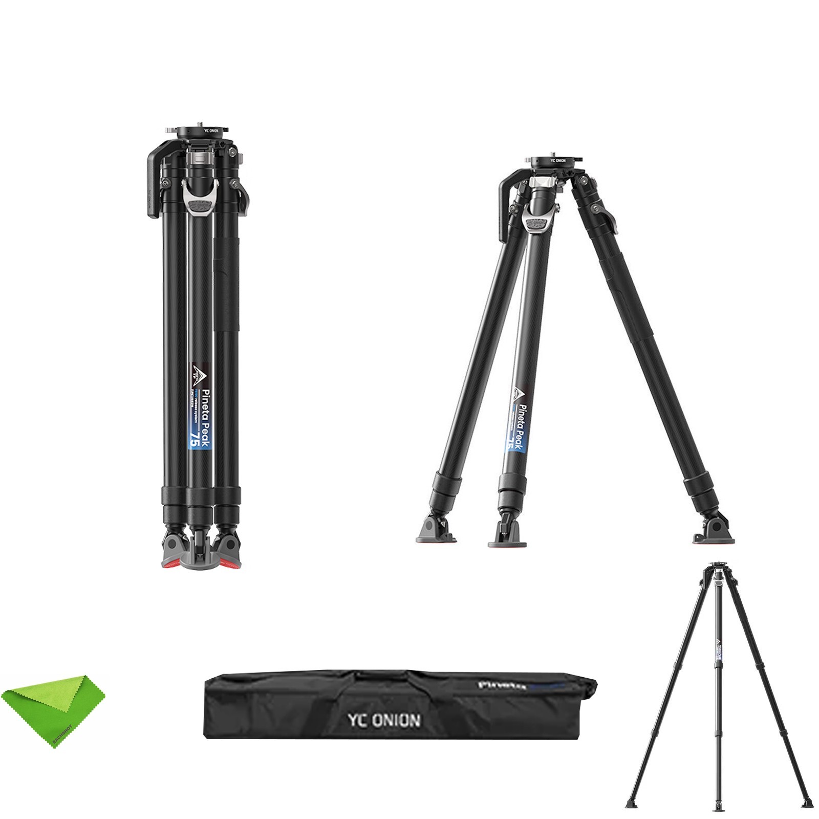 YC Onion PINETA Peak Carbon Fiber Tripod with Coconut 75mm Bowl Head 35kg/77lbs