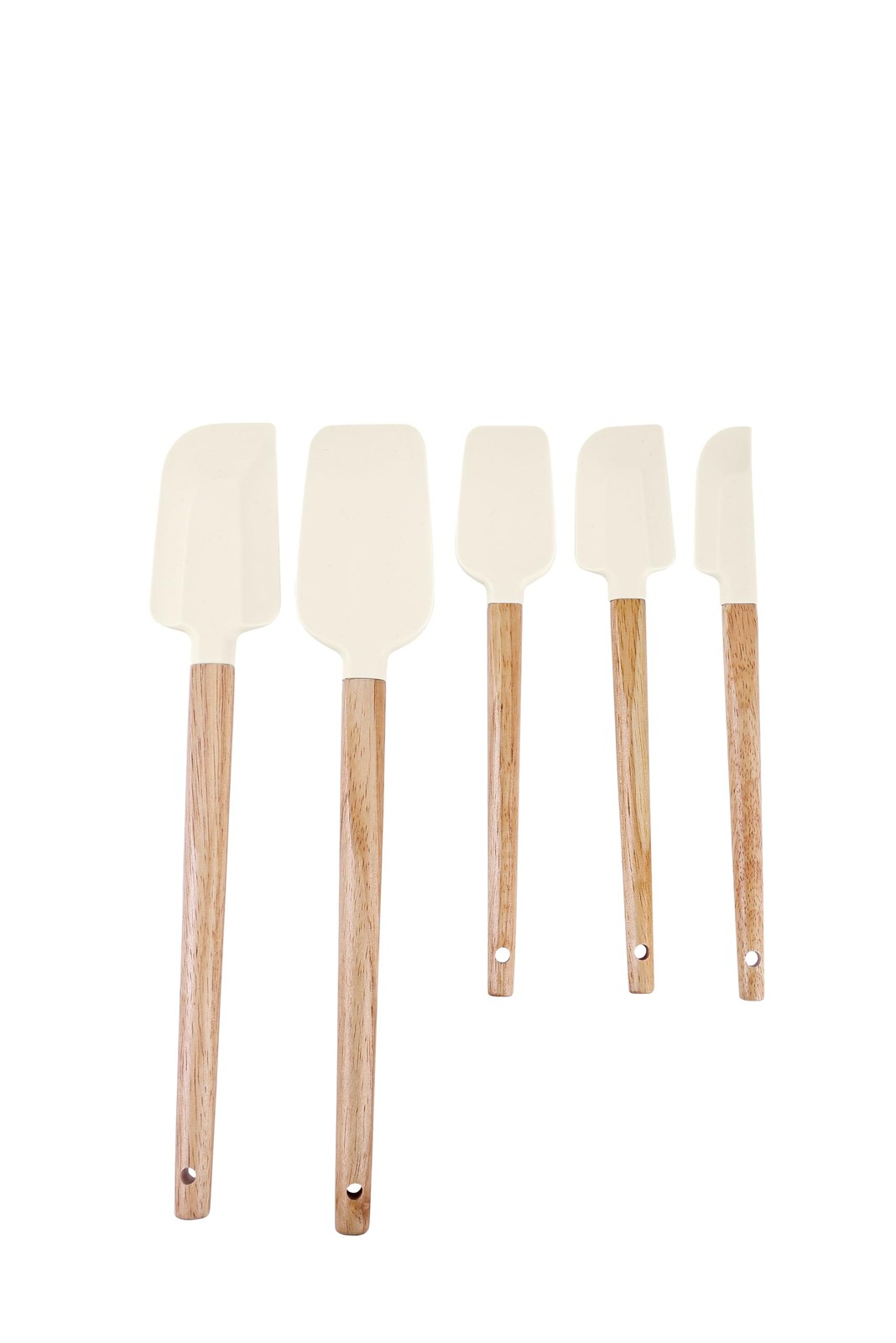 Ptanexx 5-Pcs Wooden Handle Silicone Spatula Set - Heat Resistant up to 12.4