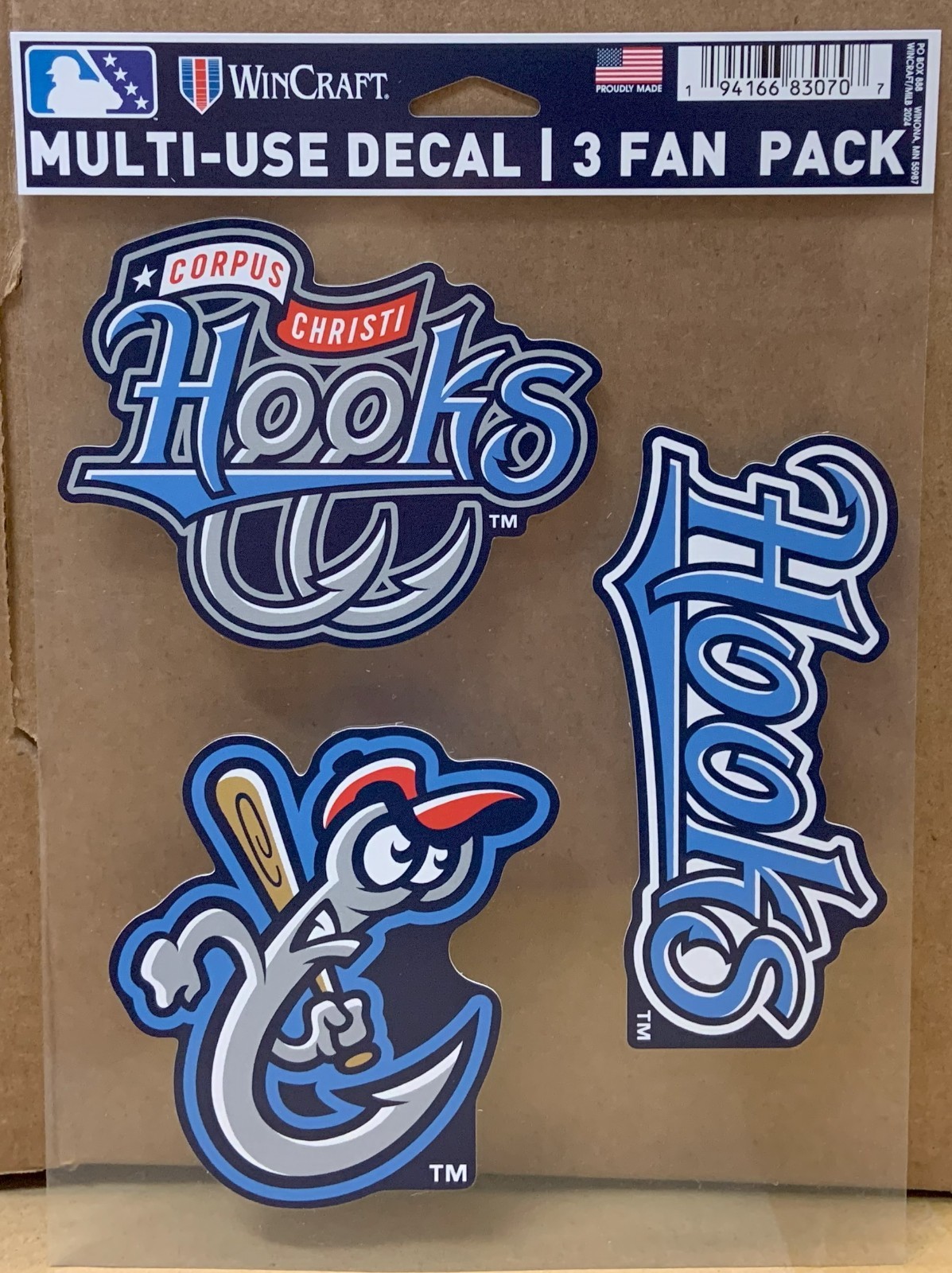 CORPUS CHRISTI HOOKS 3-MULTI USE DECALS FAN PACK NEW WINCRAFT 🪝