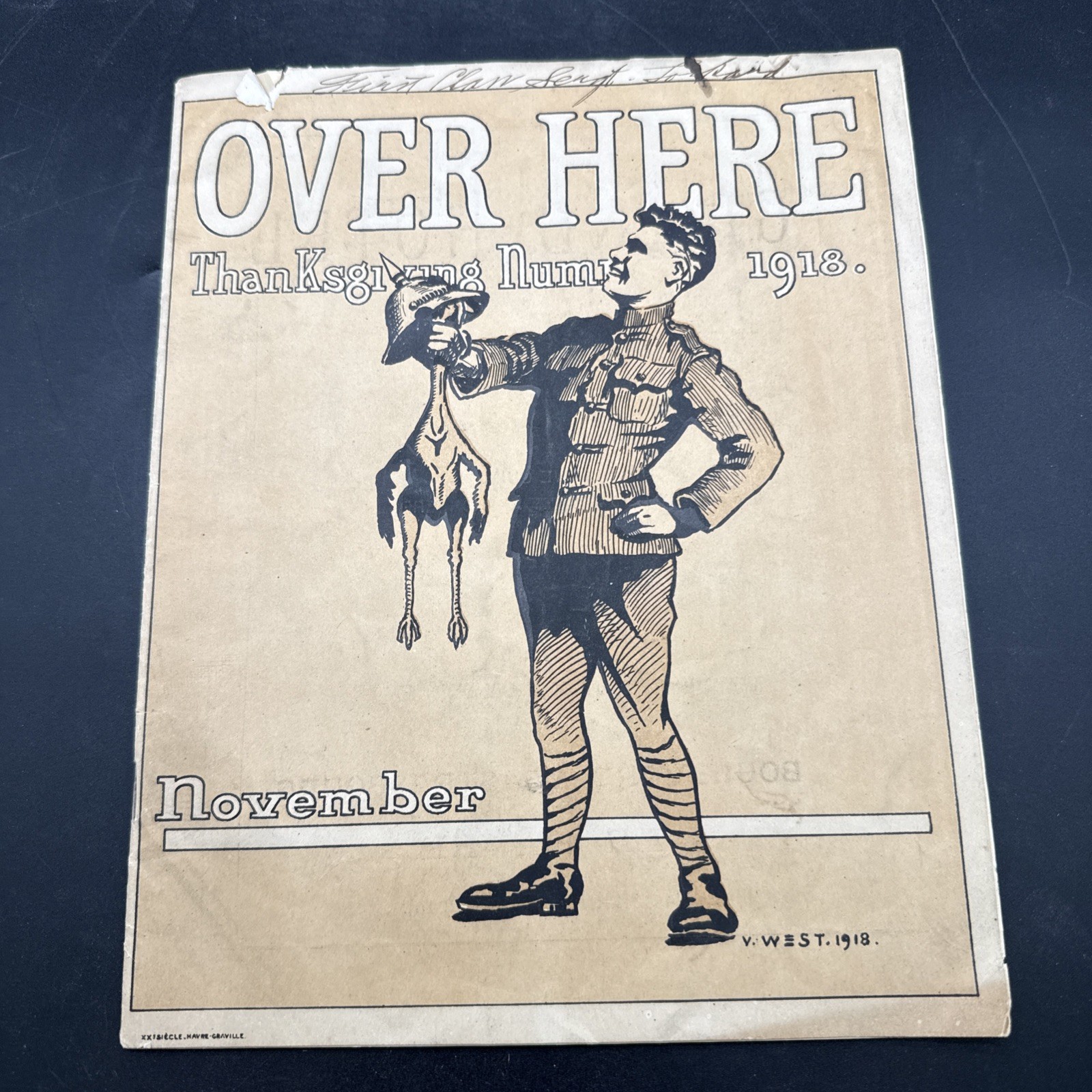 Over Here Magazine Thanksgiving Issue November 1918  WWI AEF Army
