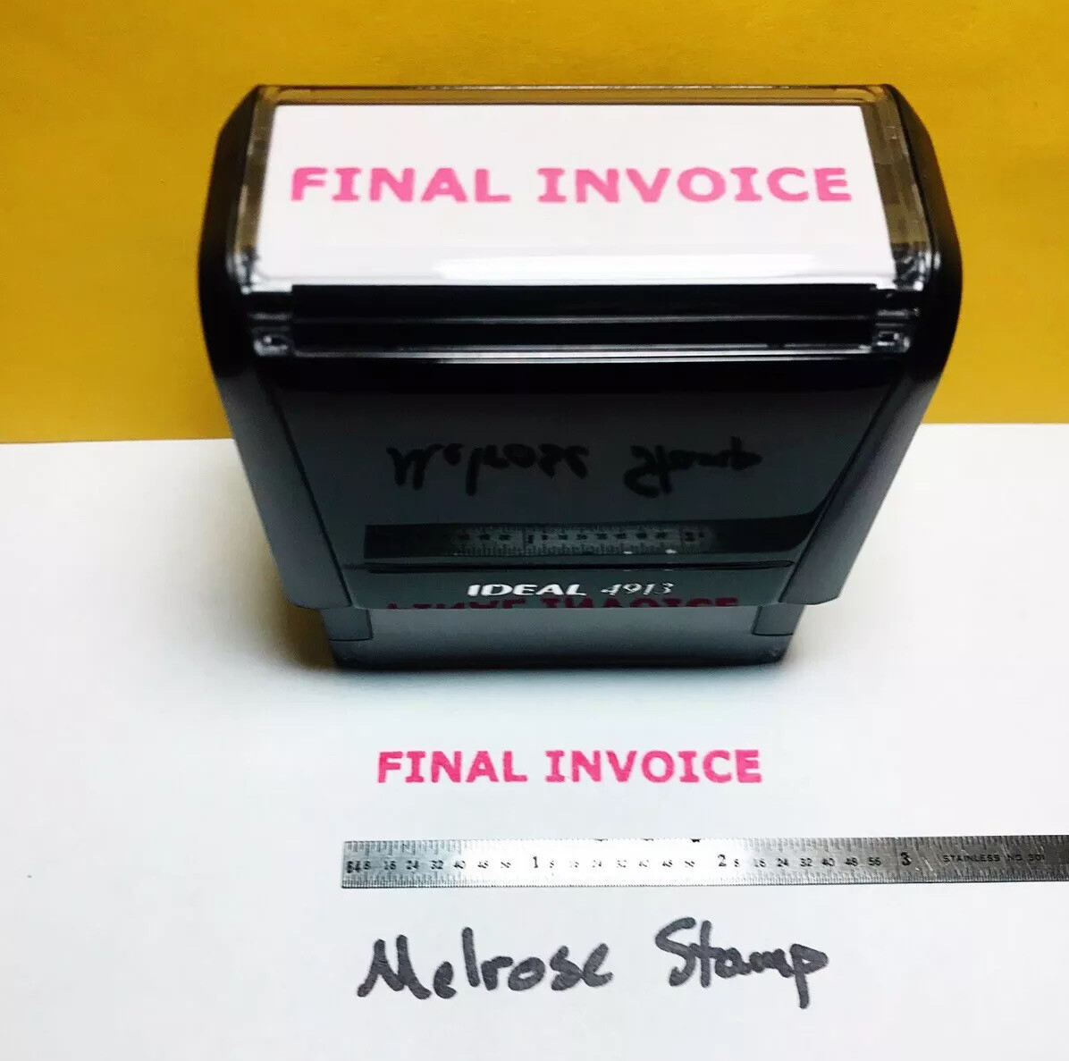 Final Invoice Rubber Stamp Pink Ink Self Inking Ideal 4913