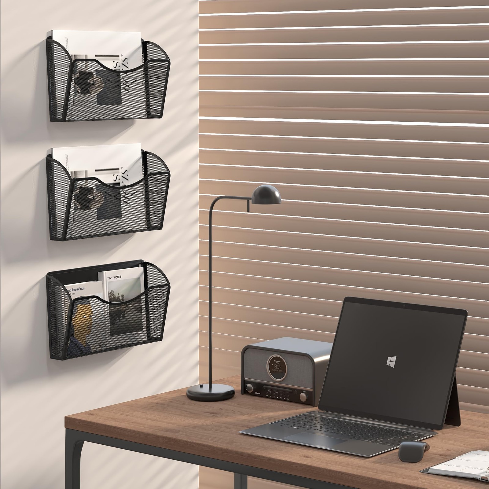 EasyPAG 3 Pocket Mesh Wall File Organizer Black