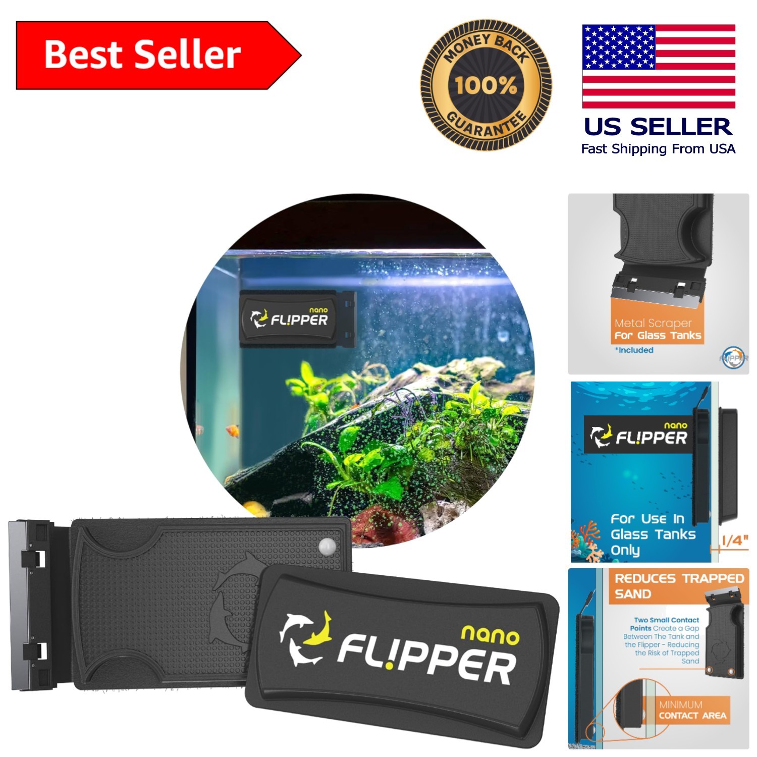 Versatile Magnetic Glass Cleaner for Freshwater & Saltwater Tanks - Easy Cleanup