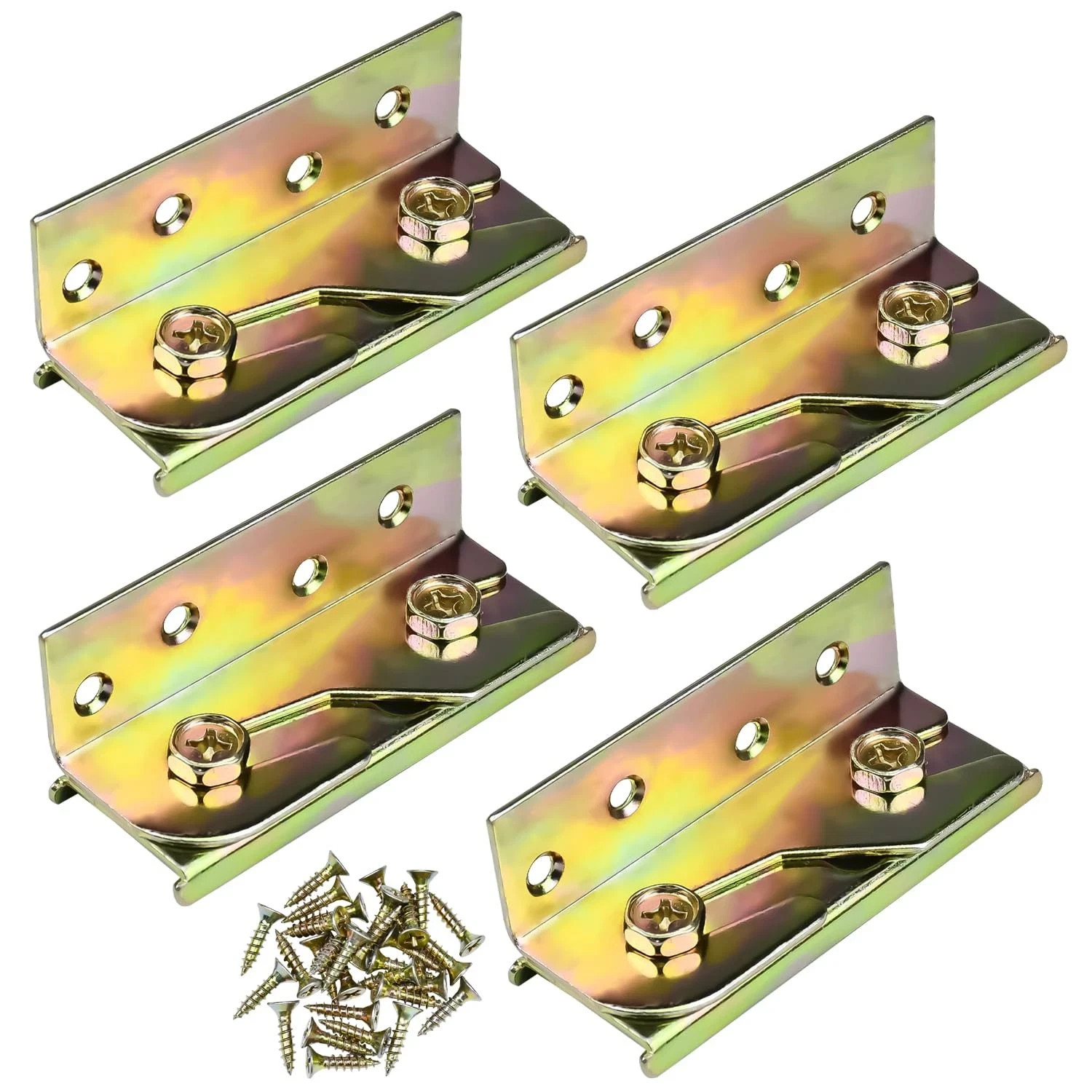 Bed Rail Brackets Set of 4 - Heavy Duty Bed Frame Hook Brackets for Headboard...
