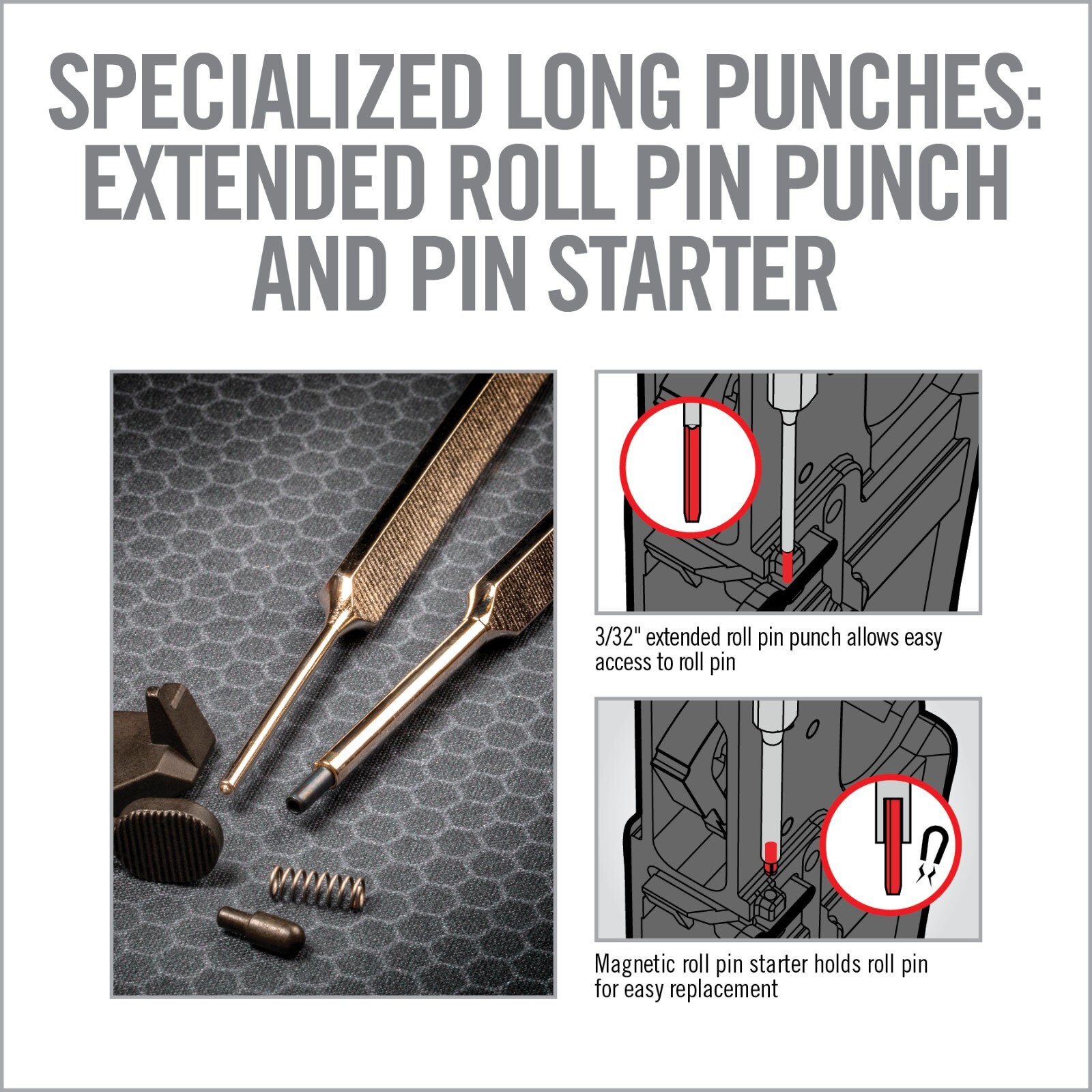 Real Avid Hammer & Long Punches Set | Includes 4 interchangeable hammer heads