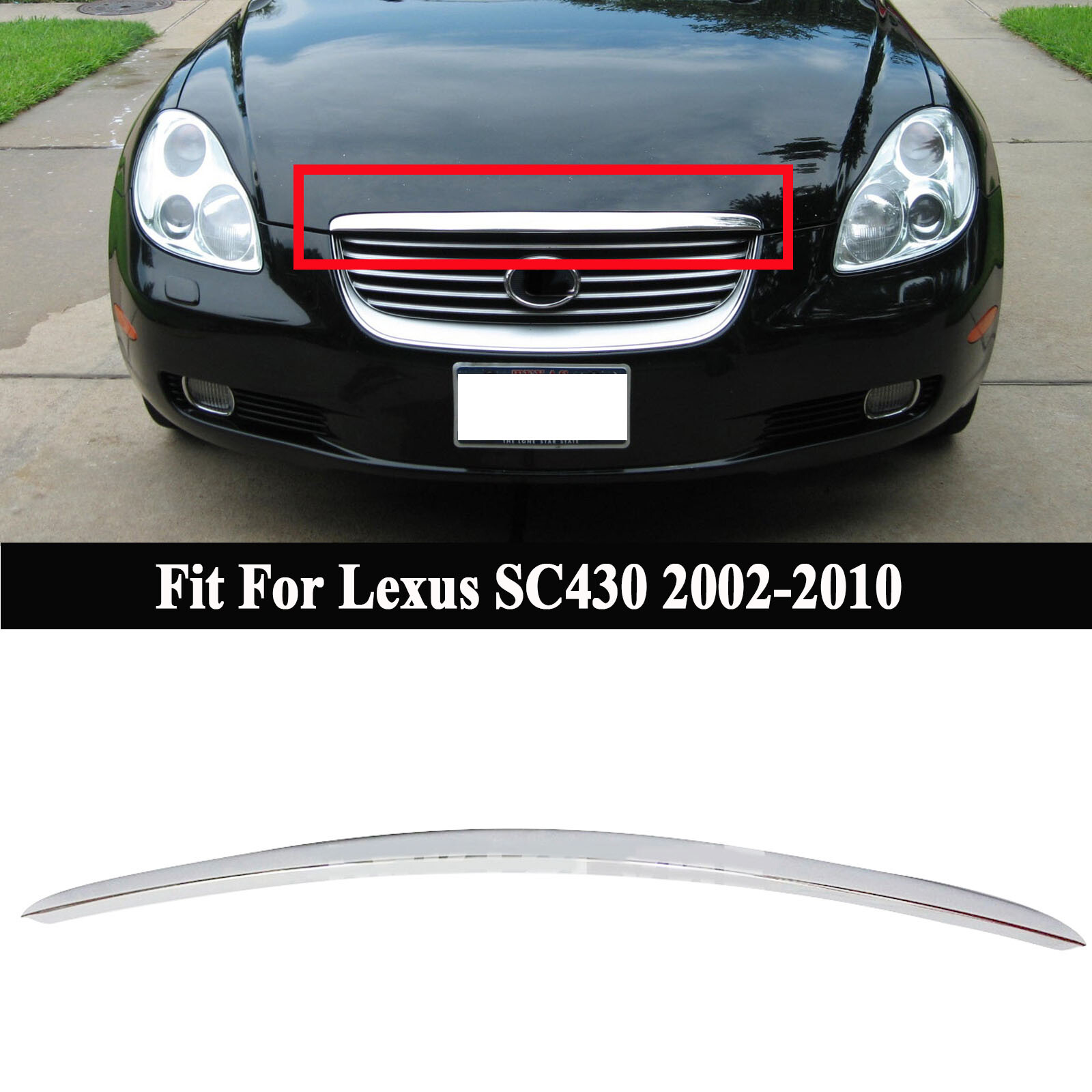 Front Upper Hood Chrome Molding Bonnet Trim 7577024010 For Lexus SC430 2002-2010