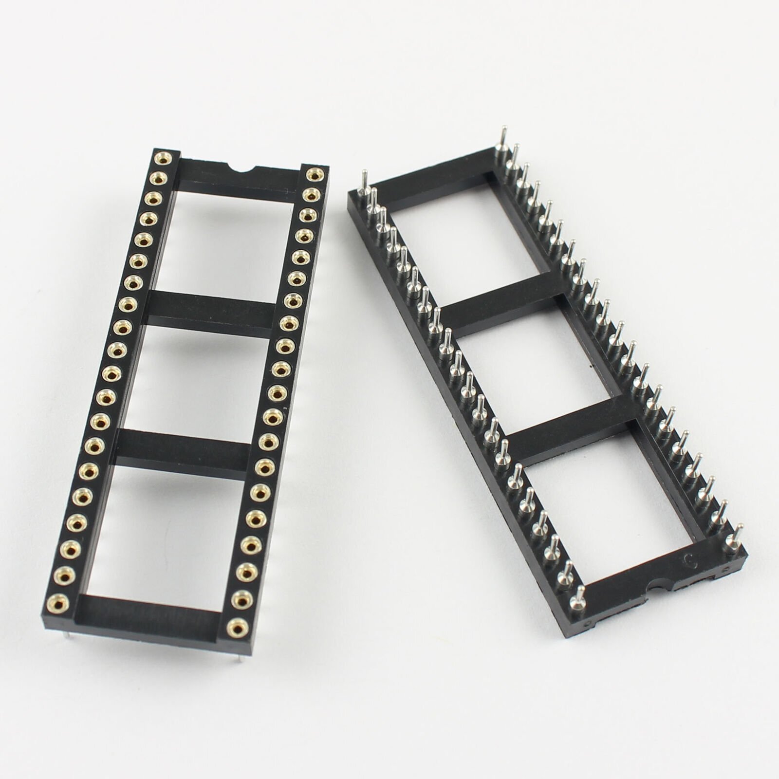 2Pcs 2.54mm Pitch 40 Pin DIP Round Pin Solder Type IC Socket Adaptor Wide