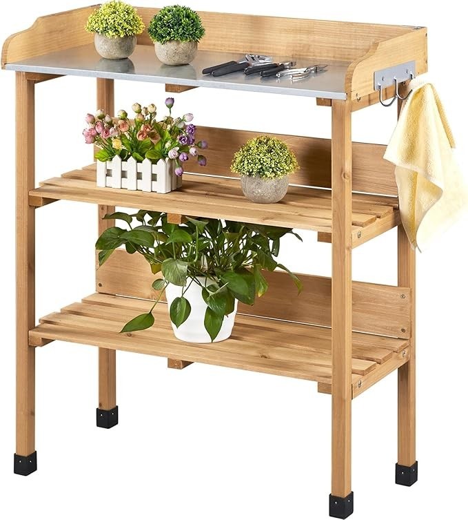 Outdoor Garden Potting Bench Table Wooden Horticulture Planting Worstation