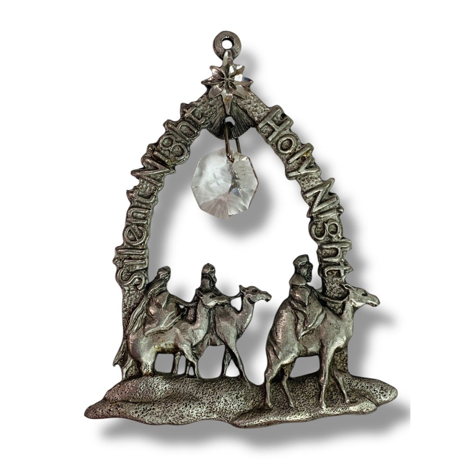 Spoontiques Pewter Three Wise Men Ornament Crystal 3.2" #2386 Suncatcher