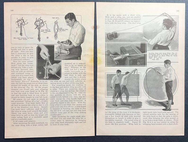 “Great Sport with a Whip” 1929 HowTo Make & Use PLANS TRICKS
