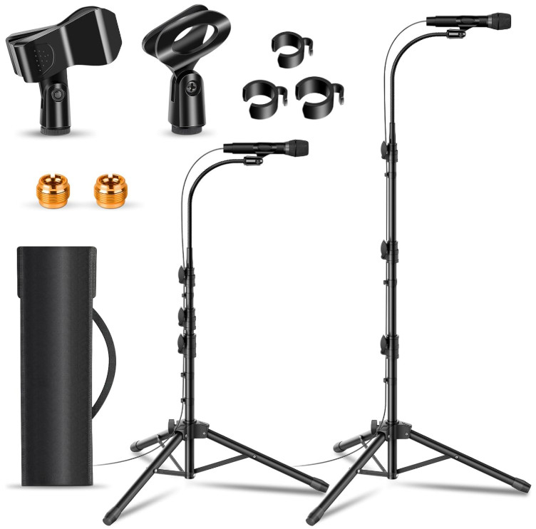 Soporte Doble para Micrófono con Brazo Flexible Ajustable 24-67" y 2 Pinzas