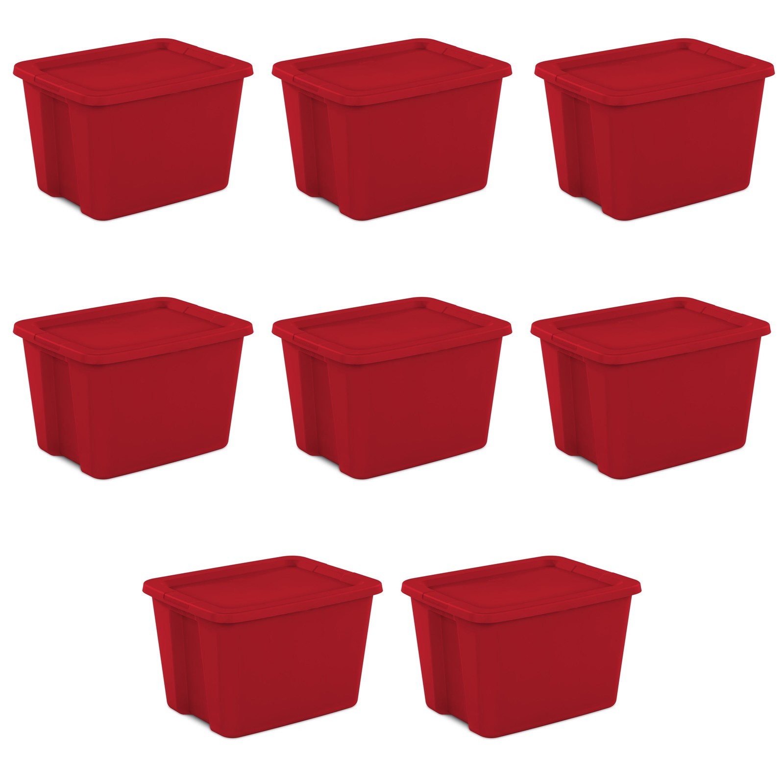 Large Storage Bin 18 Gallon Plastic Storage Container W/ Snap-On Lid Red Pack of