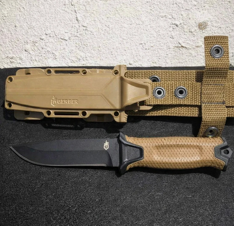 Gerber StrongArm Brown Fixed Blade Outdoor Utility Tool w/ Sheath New 🏕️