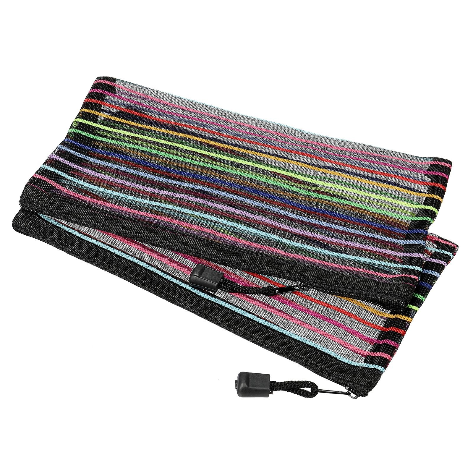 6 Pcs Mesh Zipper Pouches, B6 Colorful Document Bags Storage Organizer, Black