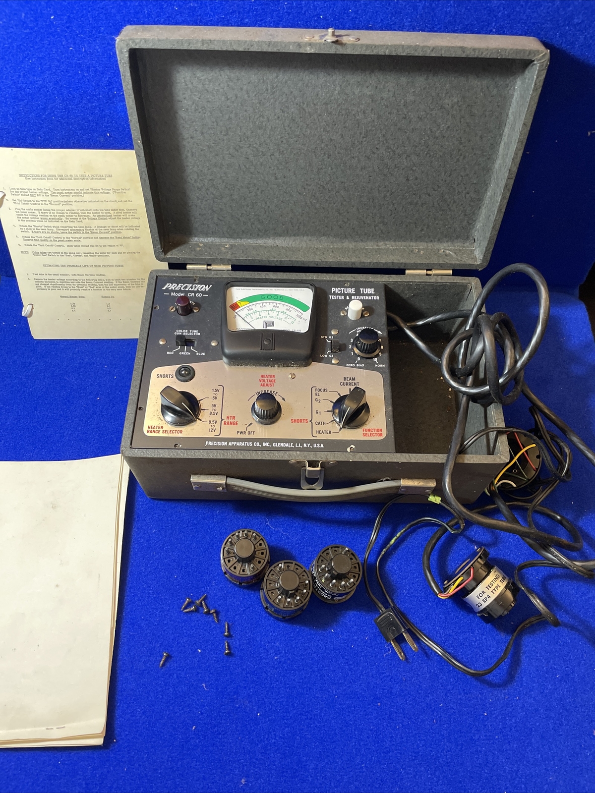 PRECISION MODEL CR 60 PICTURE TUBE TESTER AND REJUVENATOR UNTESTED
