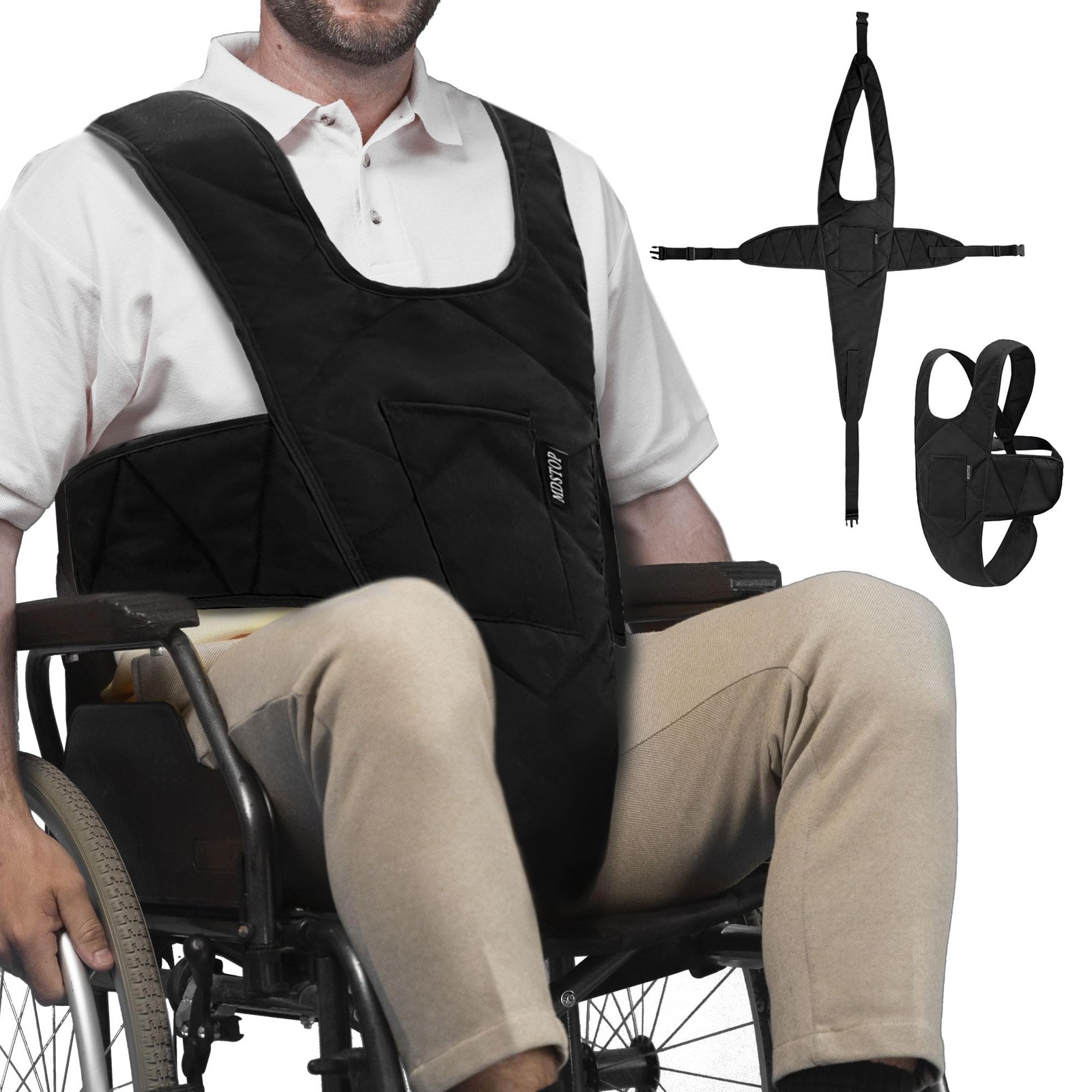 Wheelchair Safety Belt, Anti-Slip Wheelchair Seatbelt, Wheelchair Harness wit...
