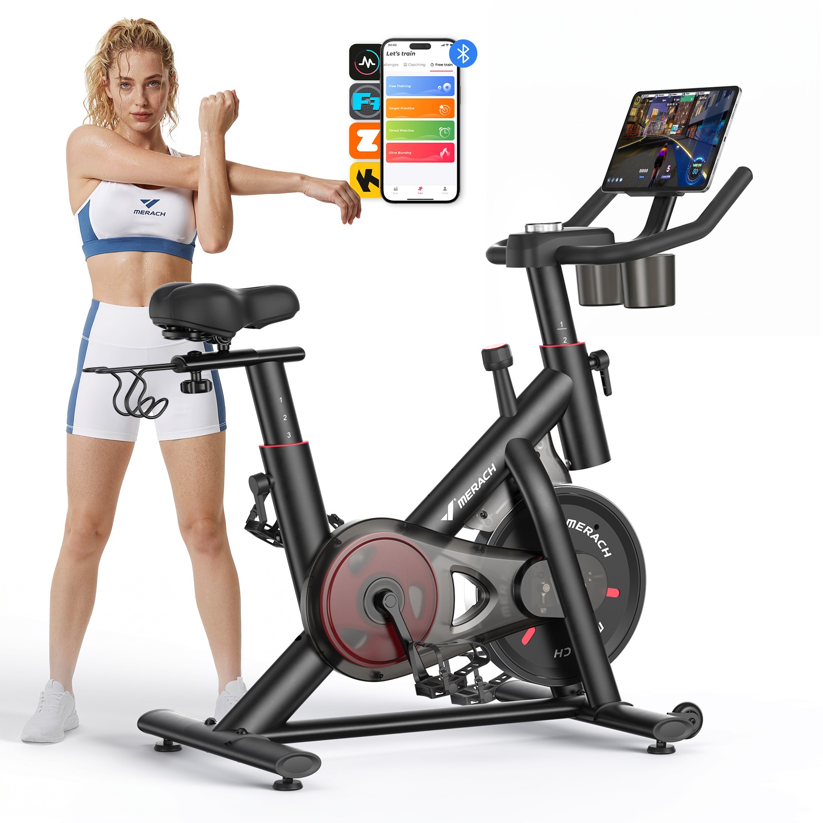 MERACH S26 Home Exercise Bike Quiet Stationary Fitness Bicycle Workout Fullbody