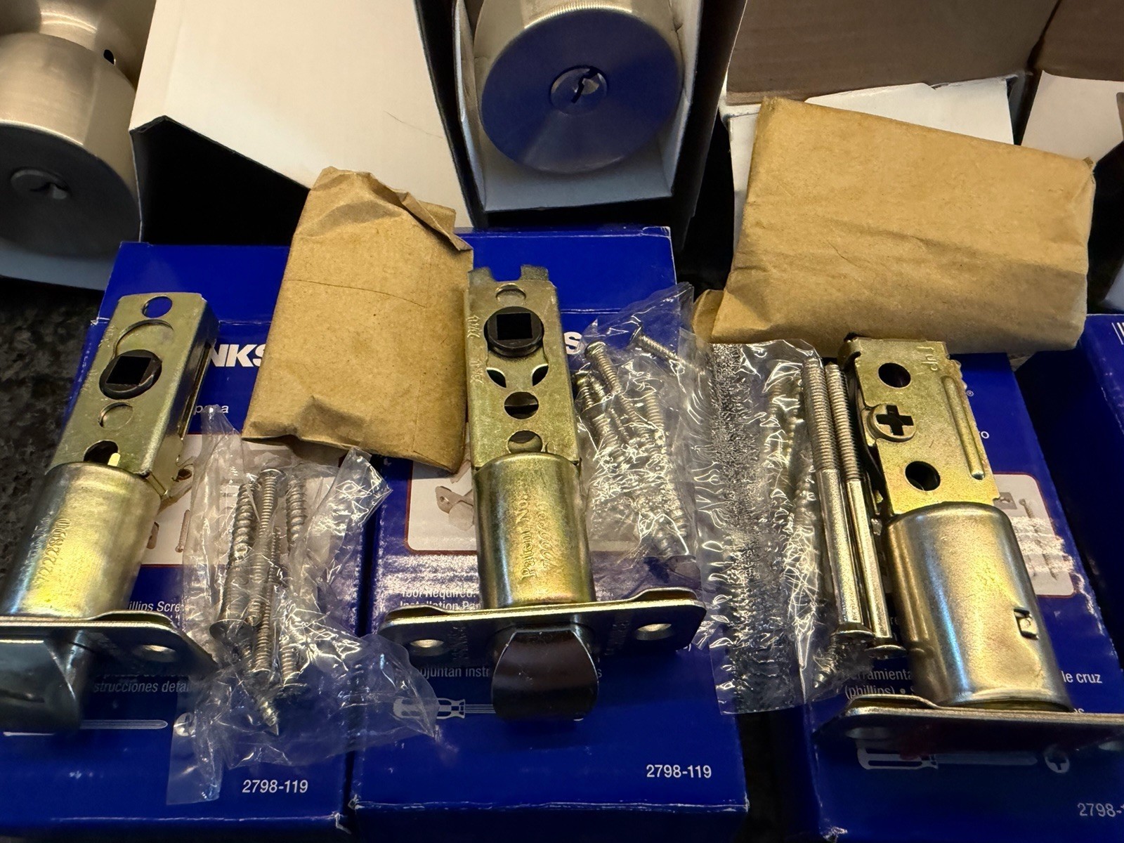 Brinks 2 Keyed Entry & 1 Deadbolt Partial Set. One Deadbolt Removed. No Keys.