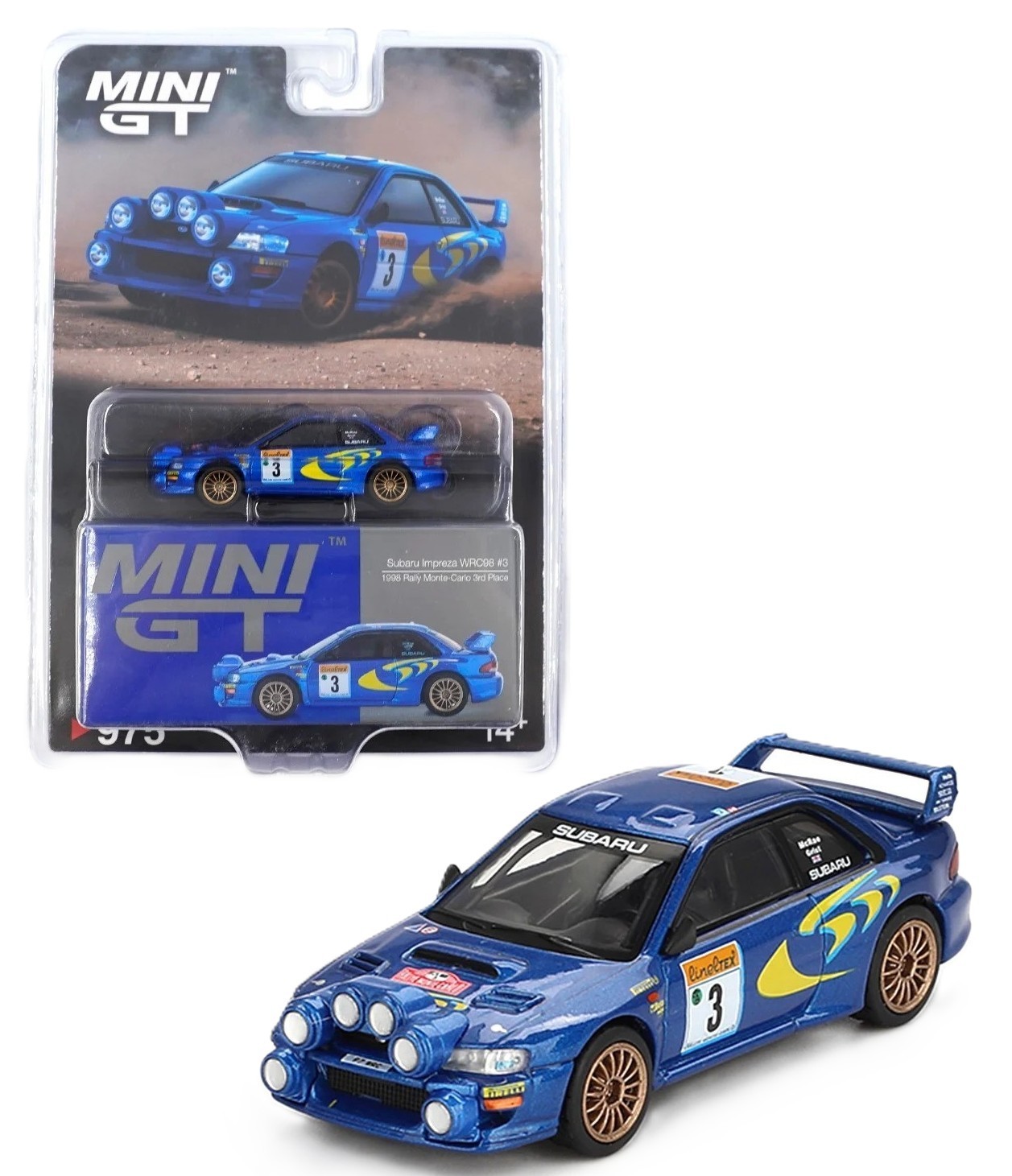 Mini GT 1:64 Subaru Impreza WRC98 #3 1998 Rally Monte-Carlo 3rd Place MGT00975