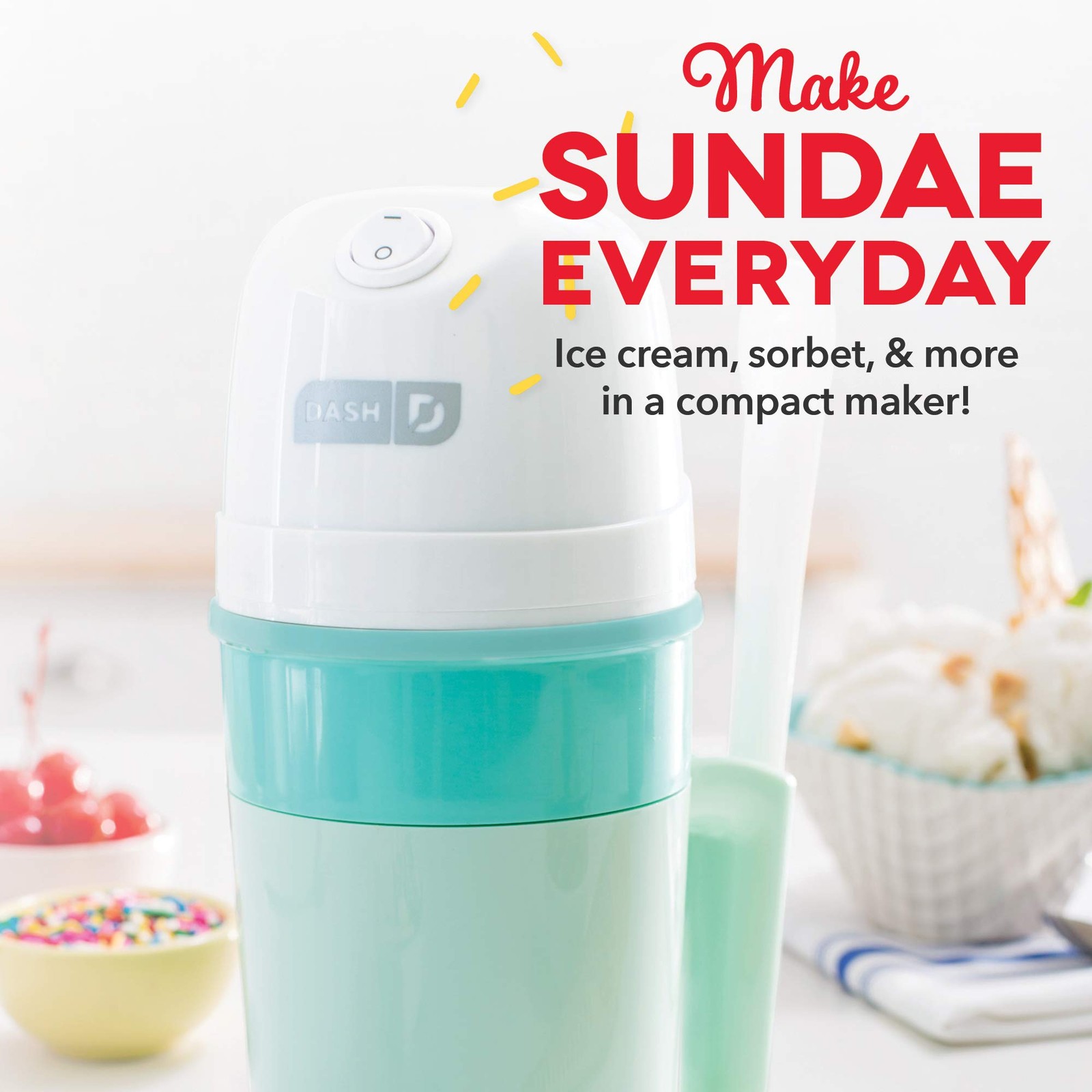DASH My Pint Ice Cream Maker + Mini Waffle Maker, White