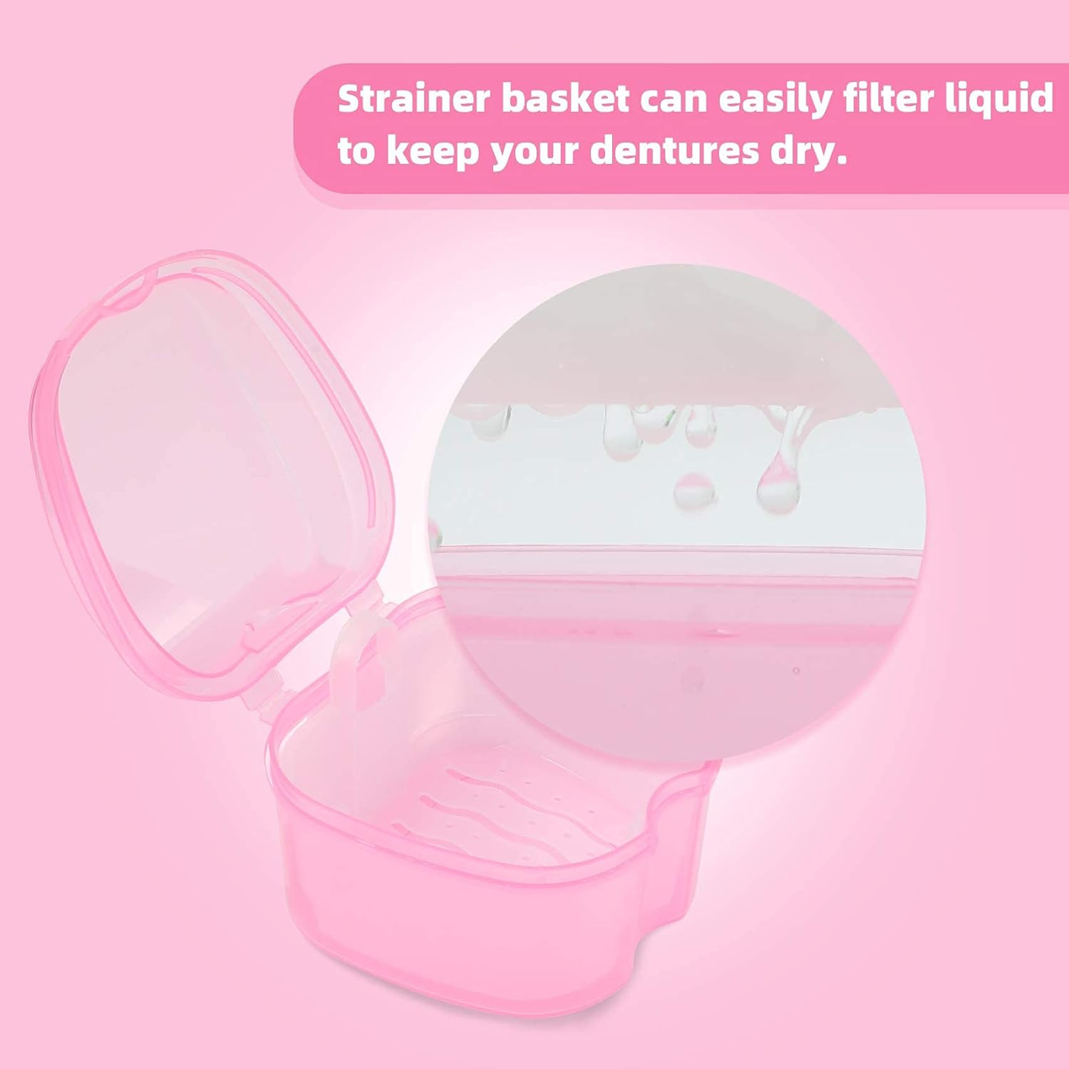 Dental Orthodontic Retainer Container Cleaning Case,Denture Bath Box Case Cup Ho
