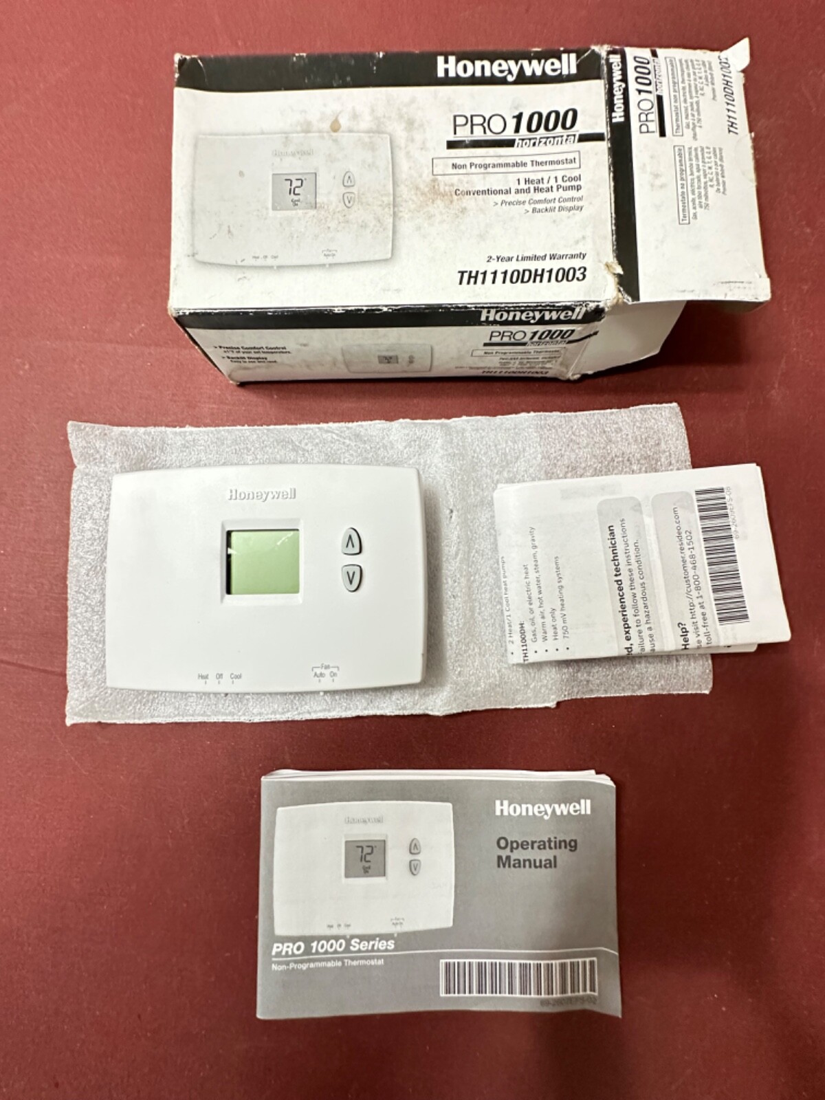 Honeywell TH1110DH1003 TSTAT Non-Programmable Horizontal Thermostat for Air Con